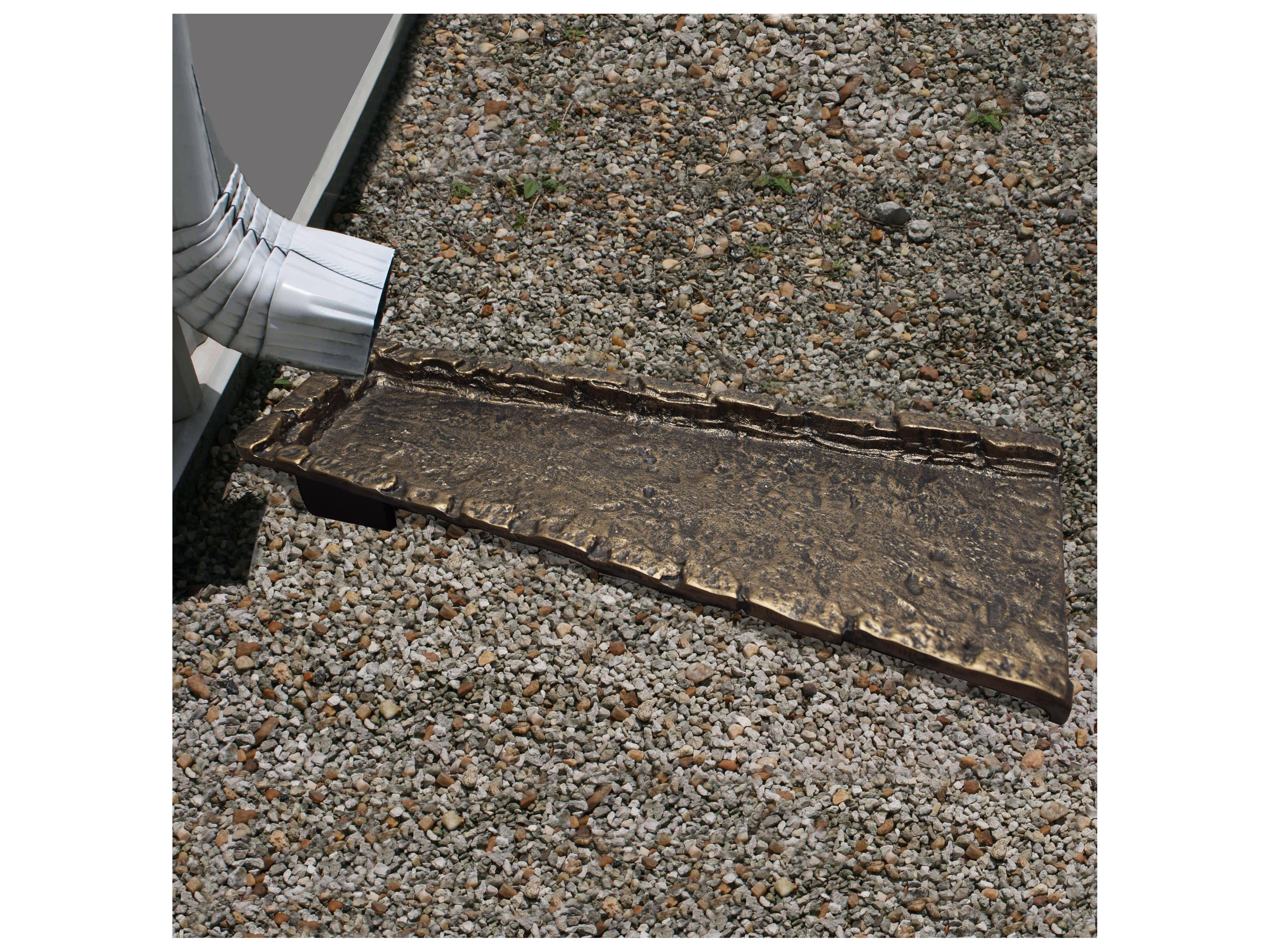 Oakland Living Bronze Slate Stone Rock Cast Aluminum Downspout Gutter 24'' Splash Block