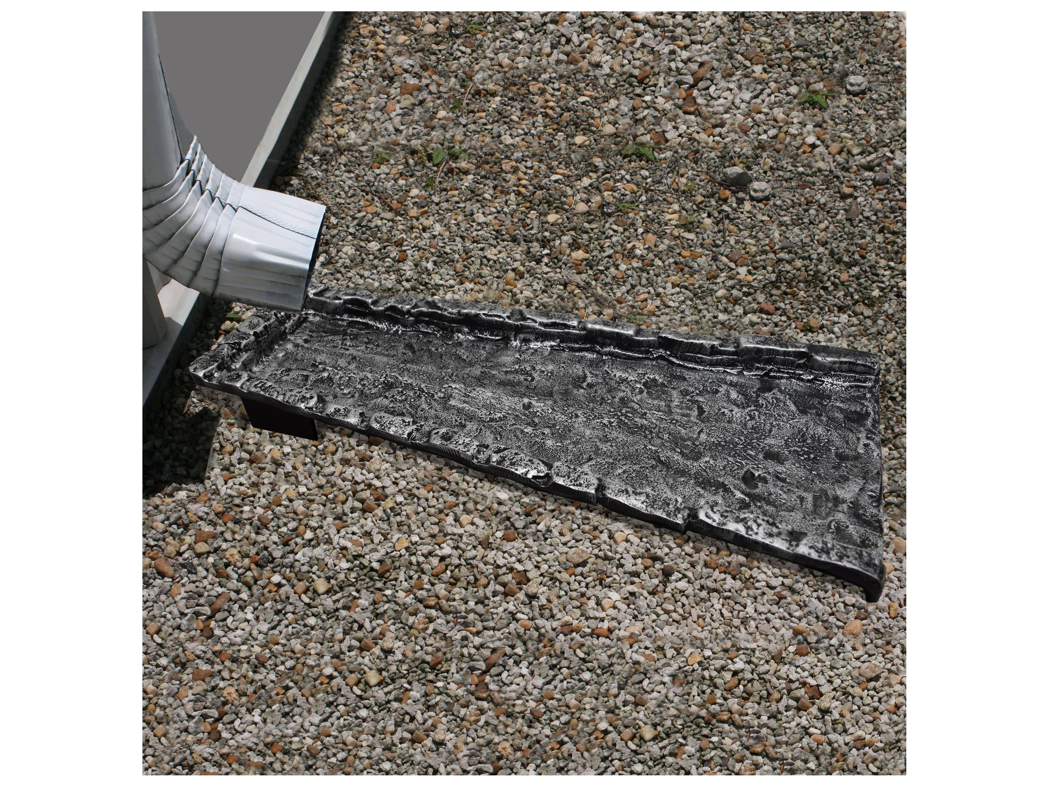 Oakland Living Silver Slate Stone Rock Cast Aluminum Downspout Gutter 24'' Splash Block