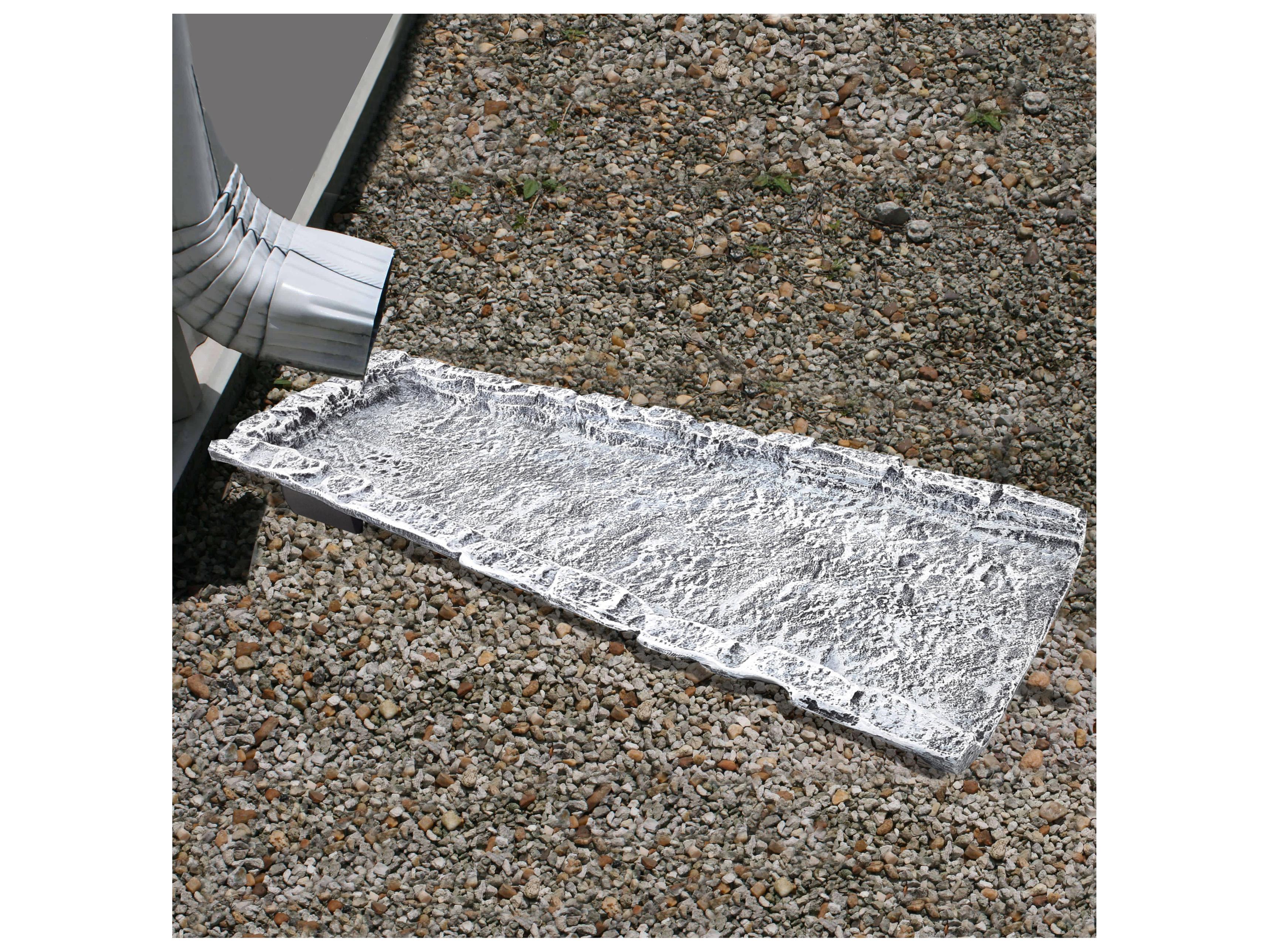 Oakland Living White Slate Stone Rock Cast Aluminum Downspout Gutter 24'' Splash Block