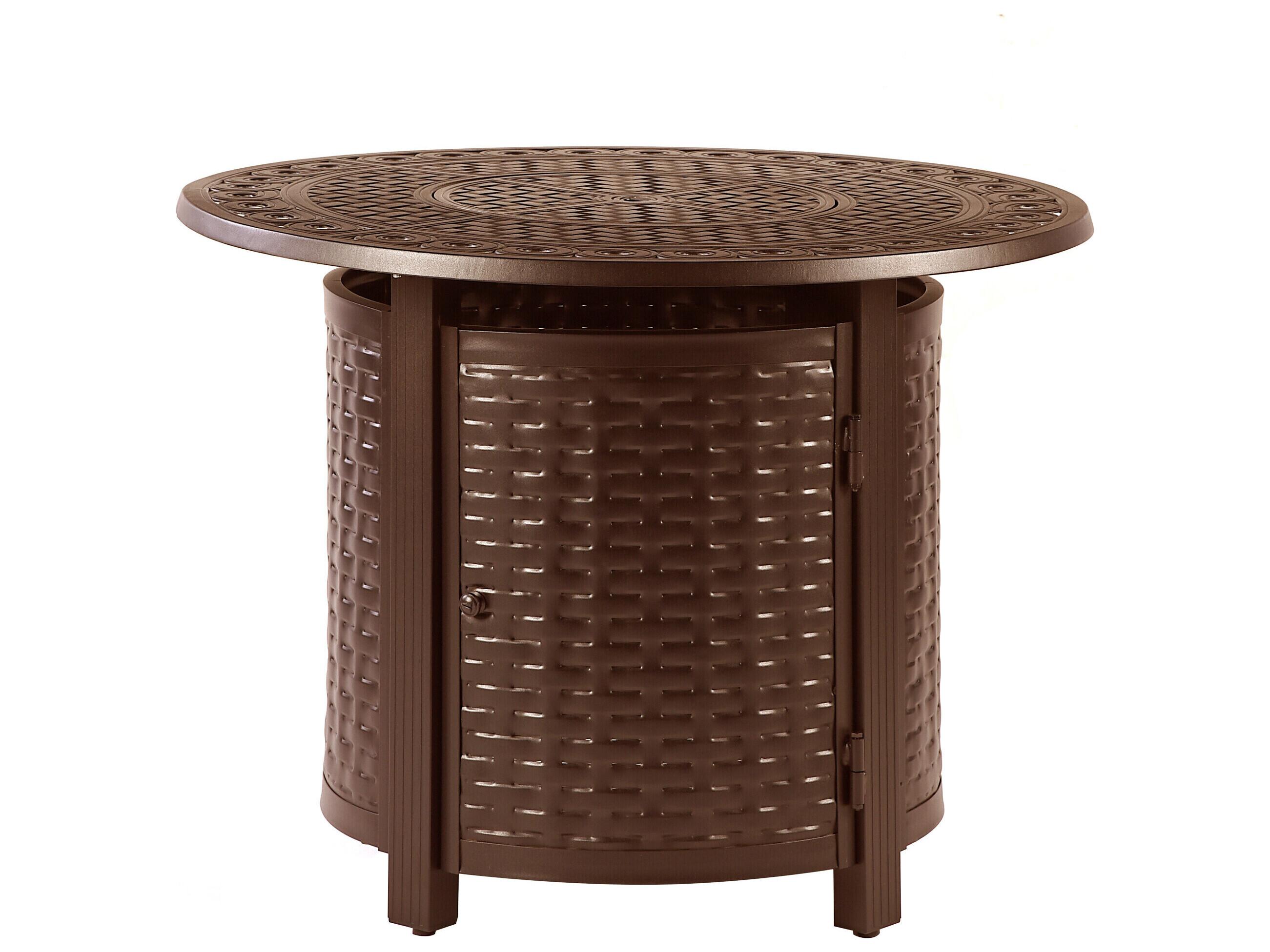 Oakland Living Round Aluminum Propane Outdoor Fire Pit Table with Glass Beads