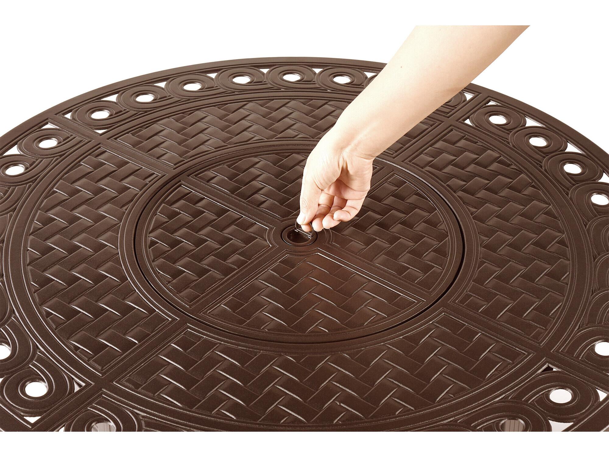 Oakland Living Round Aluminum Propane Outdoor Fire Pit Table with Glass Beads