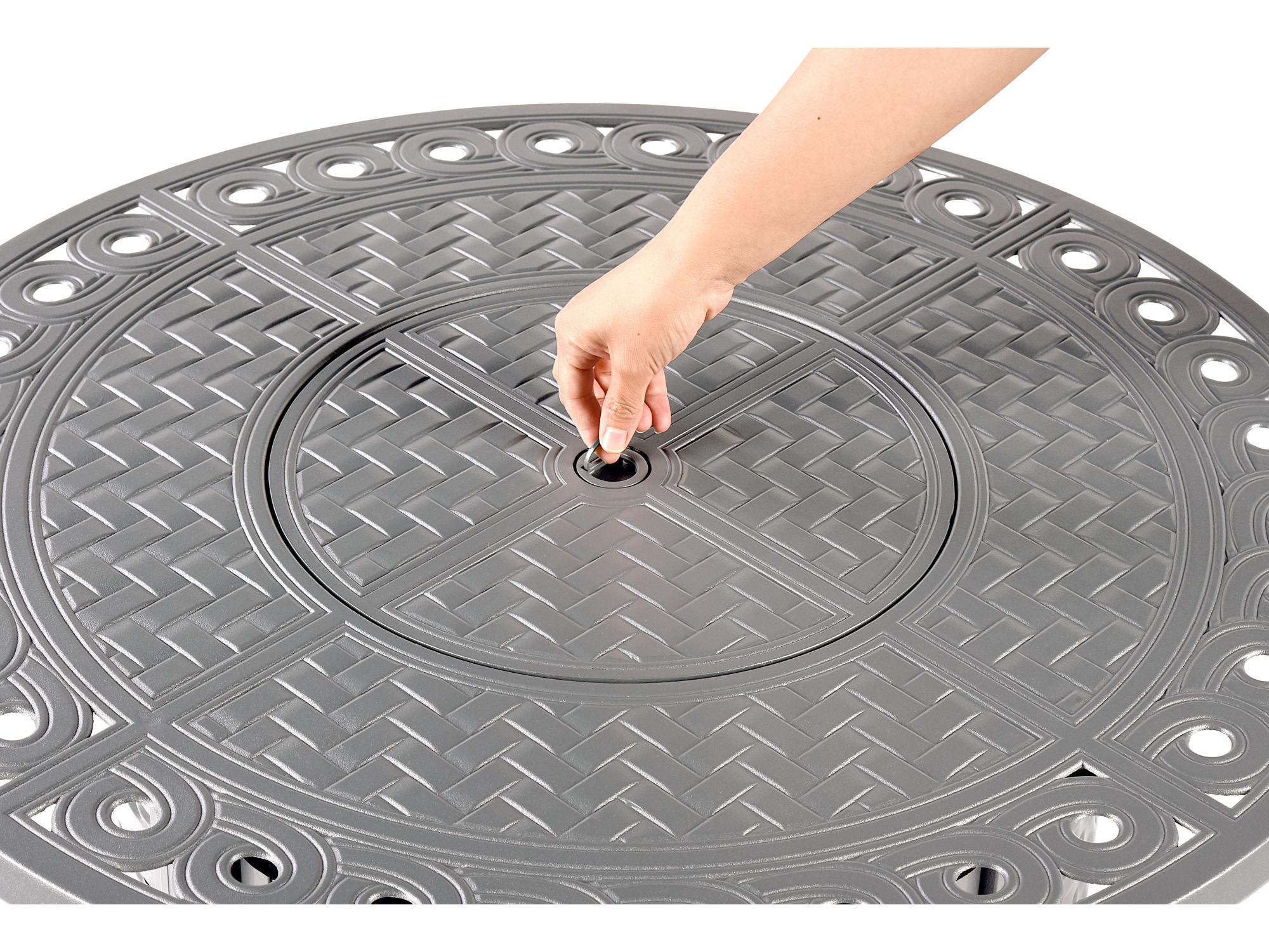 Oakland Living Round Aluminum Propane Outdoor Patio Fire Pit Table with Glass Beads