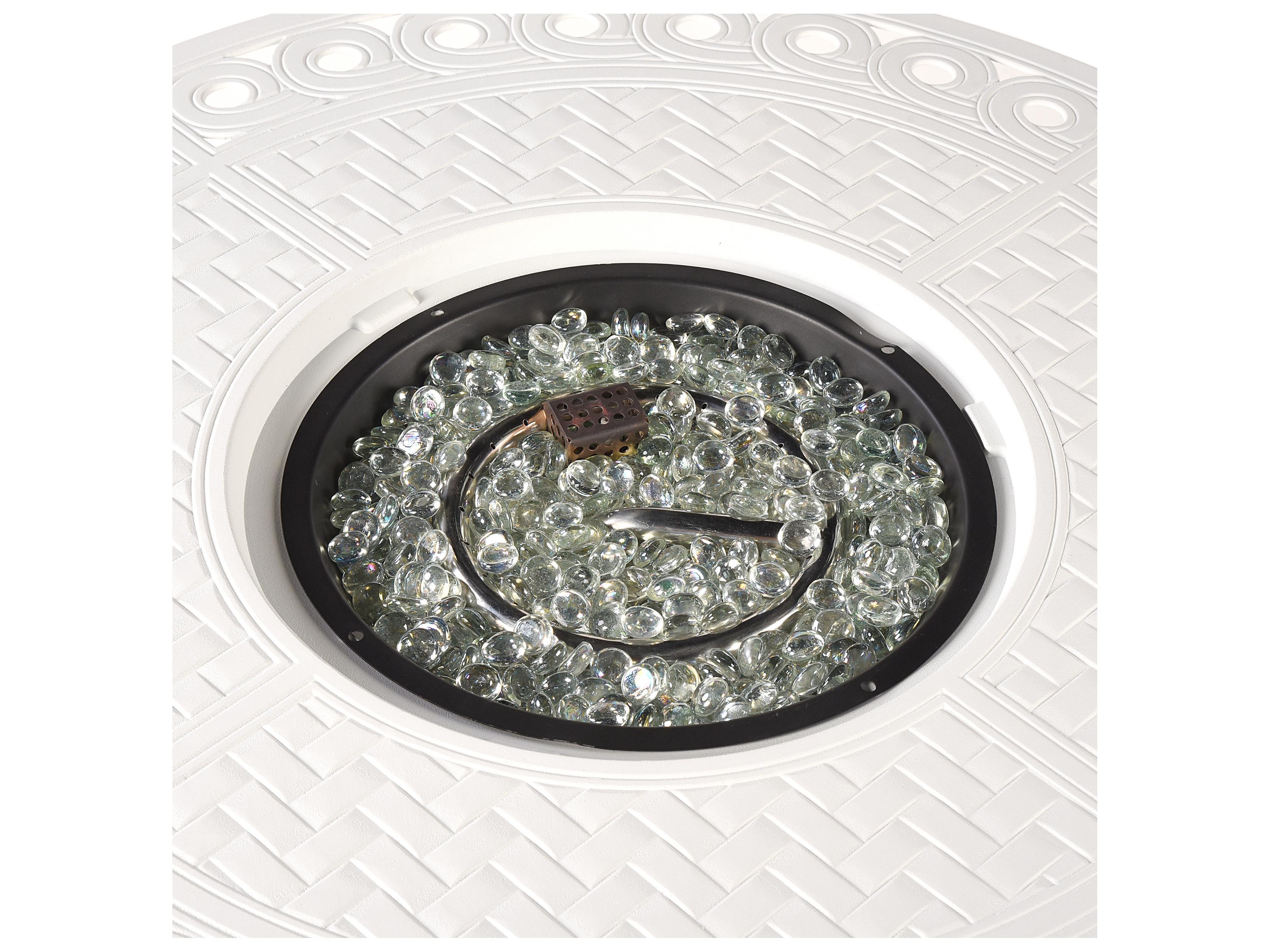 Oakland Living Round Aluminum Propane Patio Fire Pit Table with Glass Beads