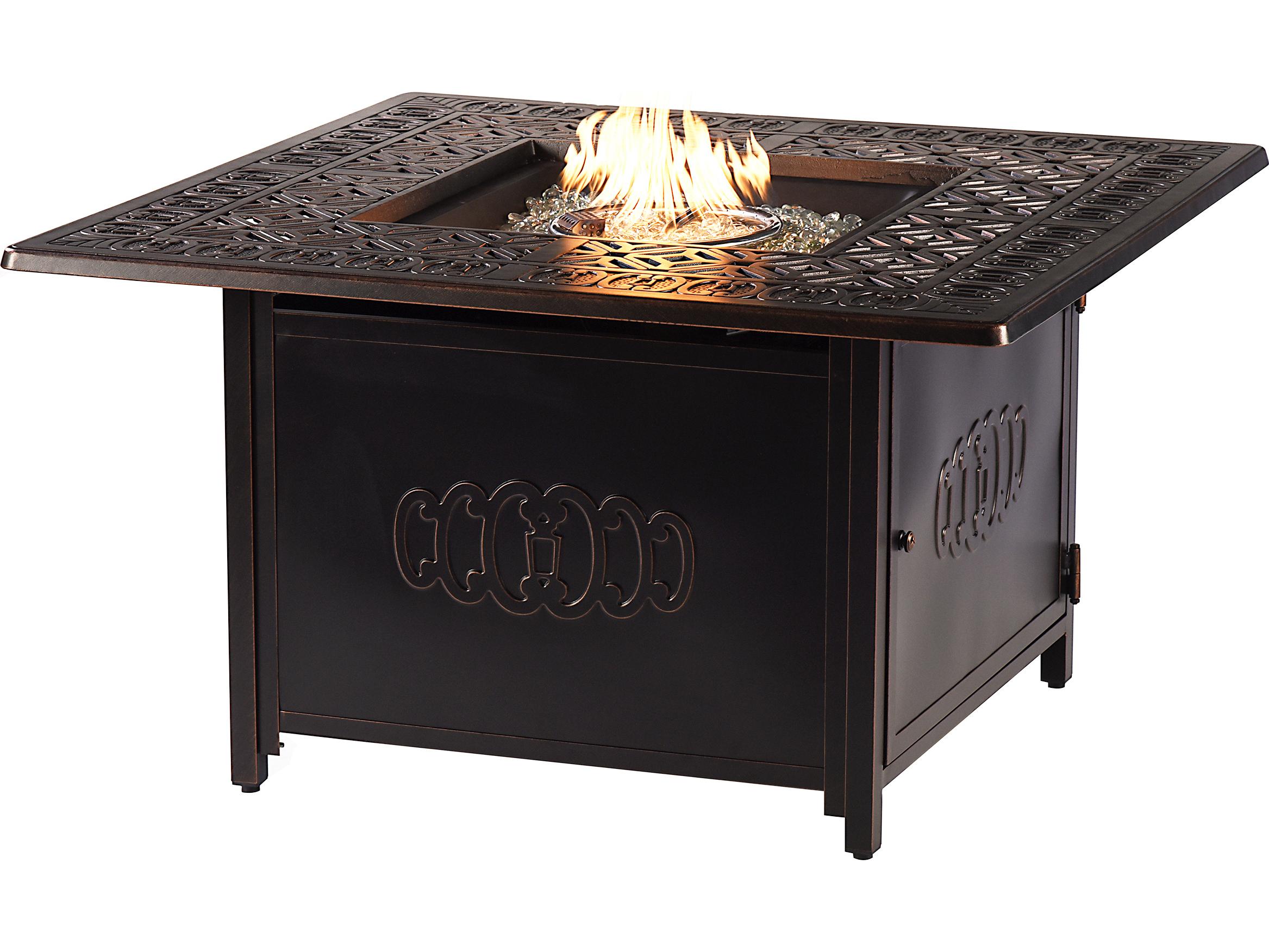 Oakland Living Aluminum Square Propane Outdoor Fire Pit Table with Fire Beads
