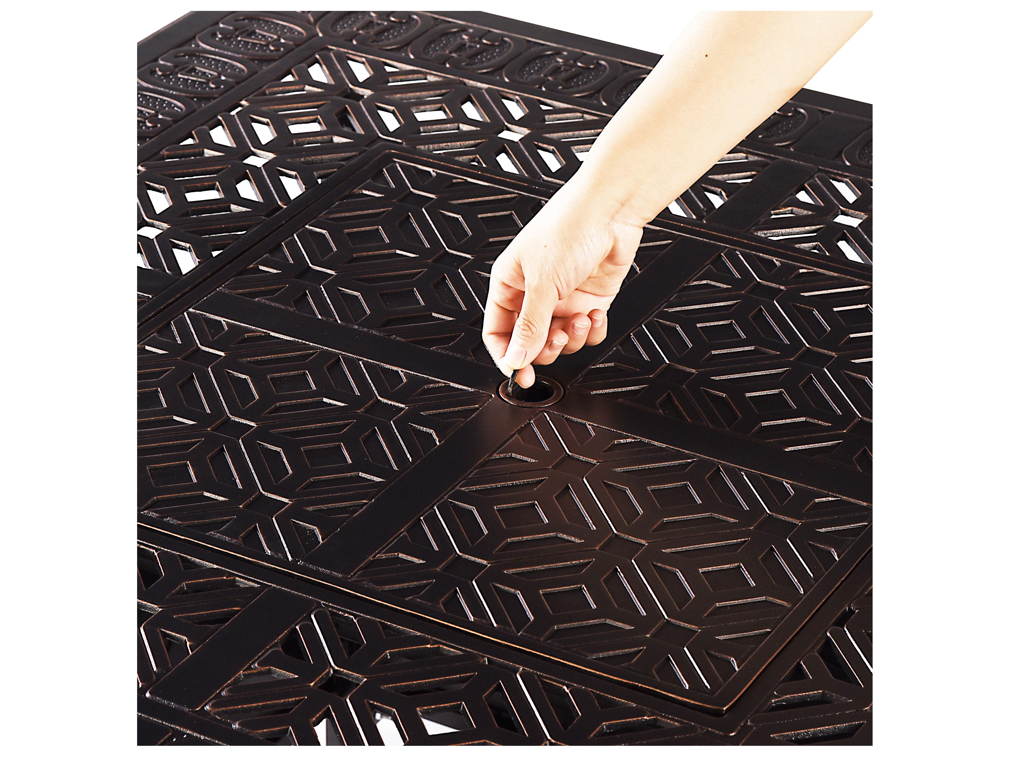 Oakland Living Aluminum Square Propane Outdoor Fire Pit Table with Fire Beads