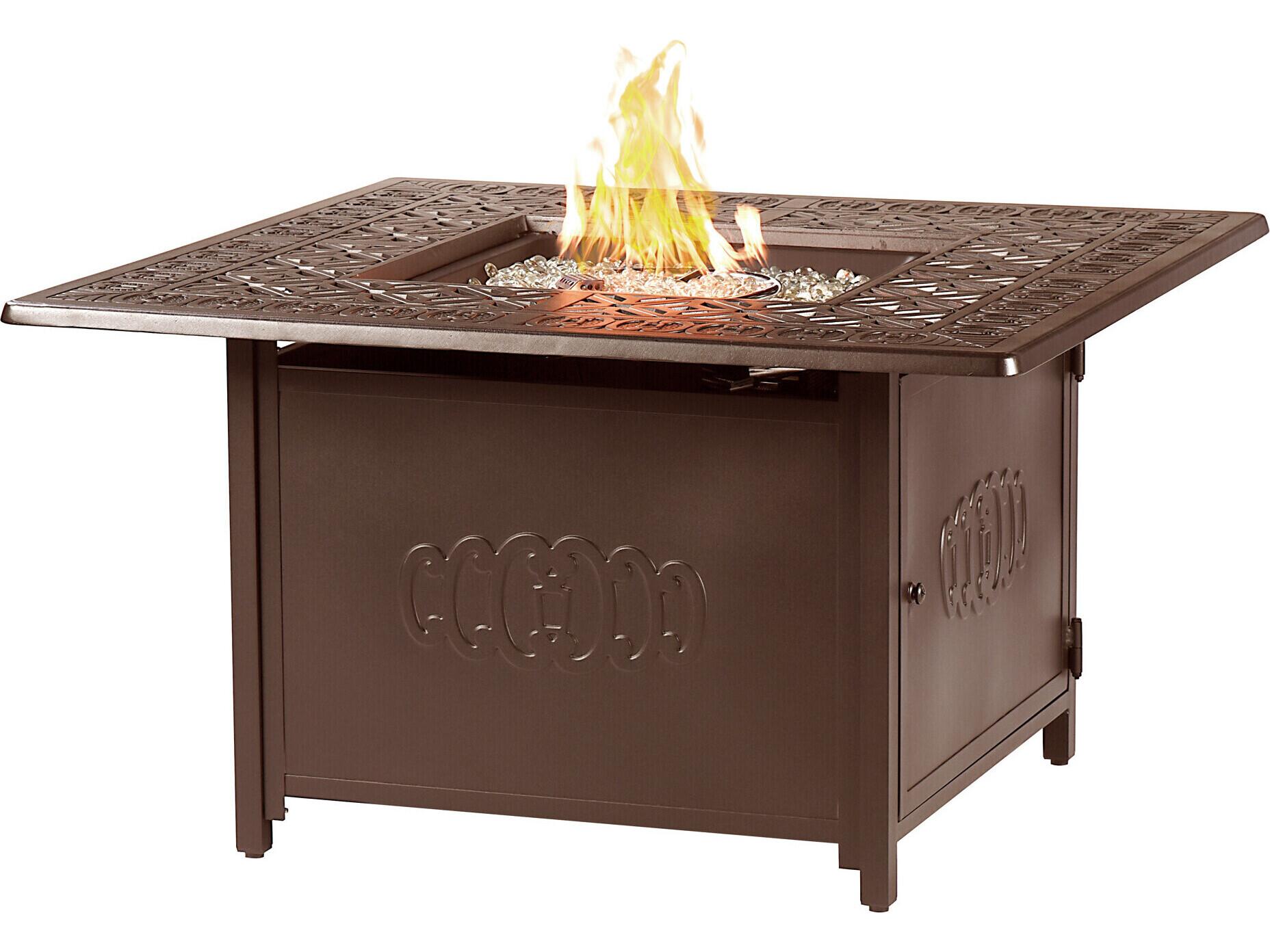Oakland Living Square Aluminum Propane Outdoor Patio Fire Pit Table with Glass Beads