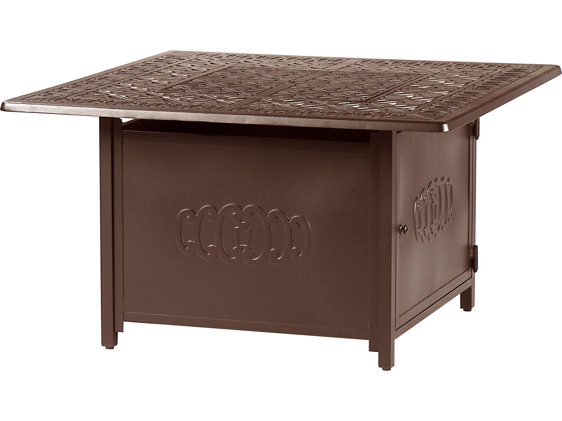 Oakland Living Square Aluminum Propane Outdoor Patio Fire Pit Table with Glass Beads