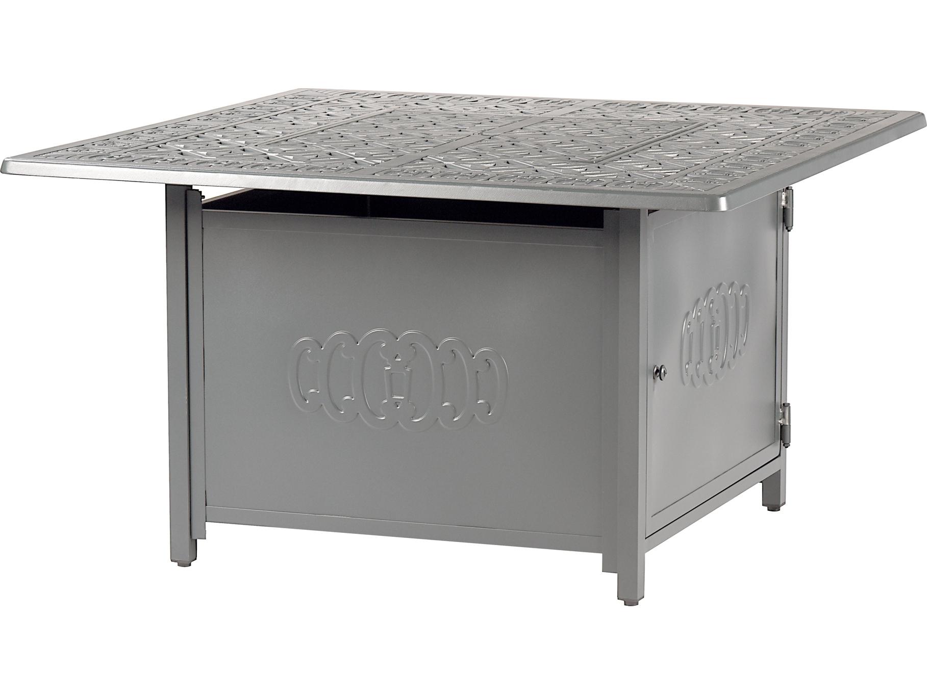 Oakland Living Square Aluminum Propane Patio Fire Pit Table with Glass Beads