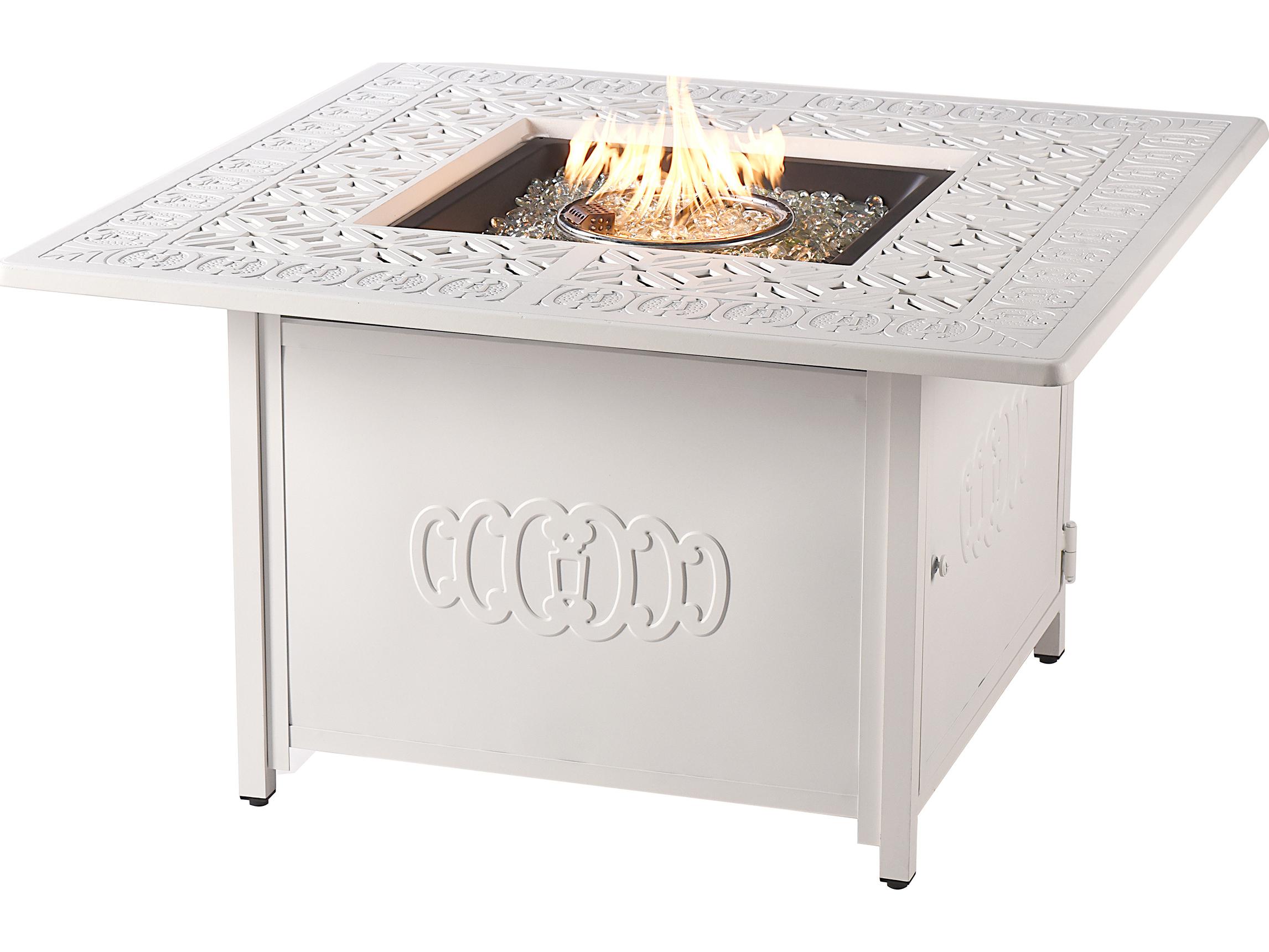 Oakland Living Square Aluminum Propane Outdoor Fire Pit Table with Glass Beads