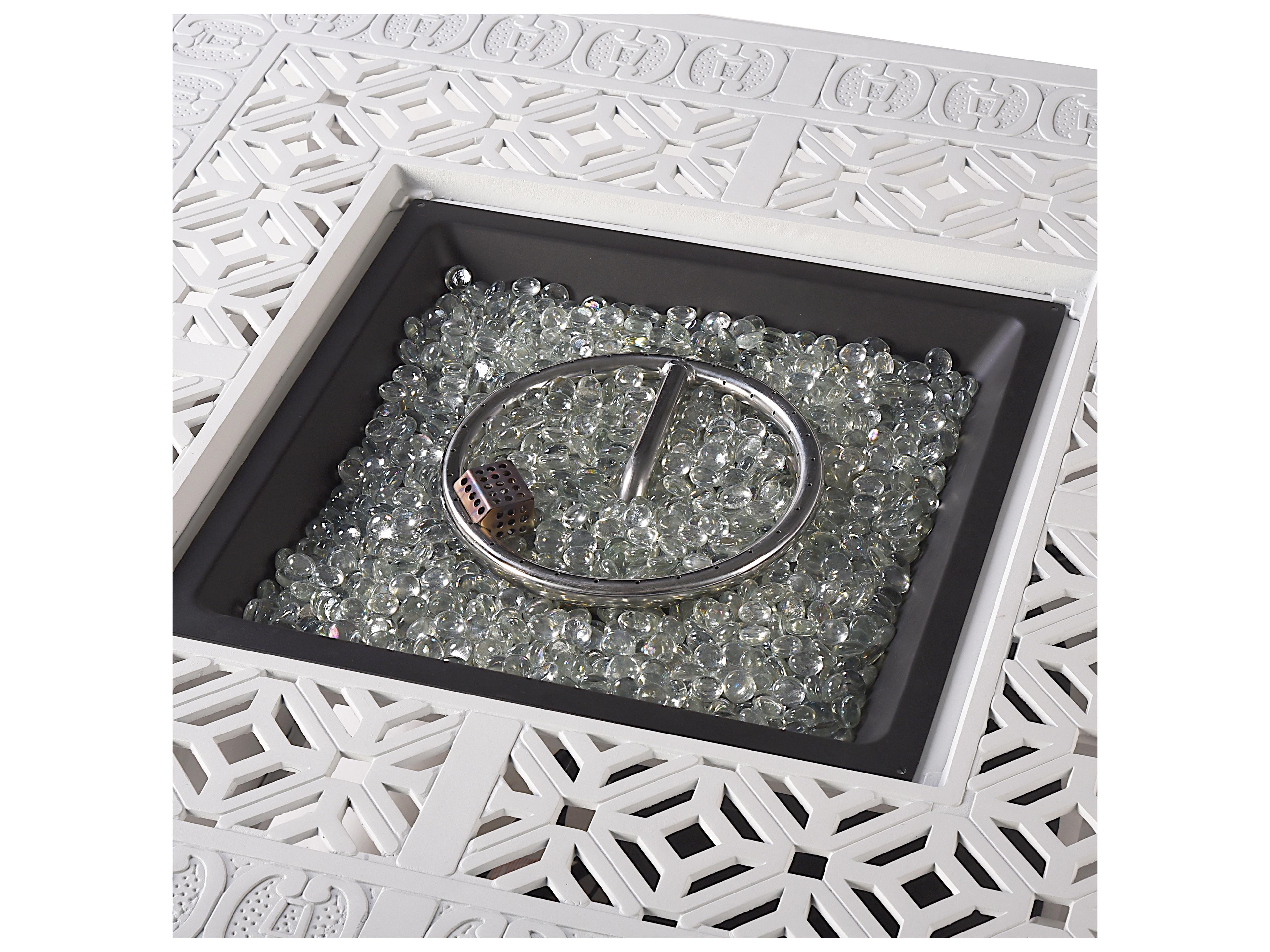 Oakland Living Square Aluminum Propane Outdoor Fire Pit Table with Glass Beads