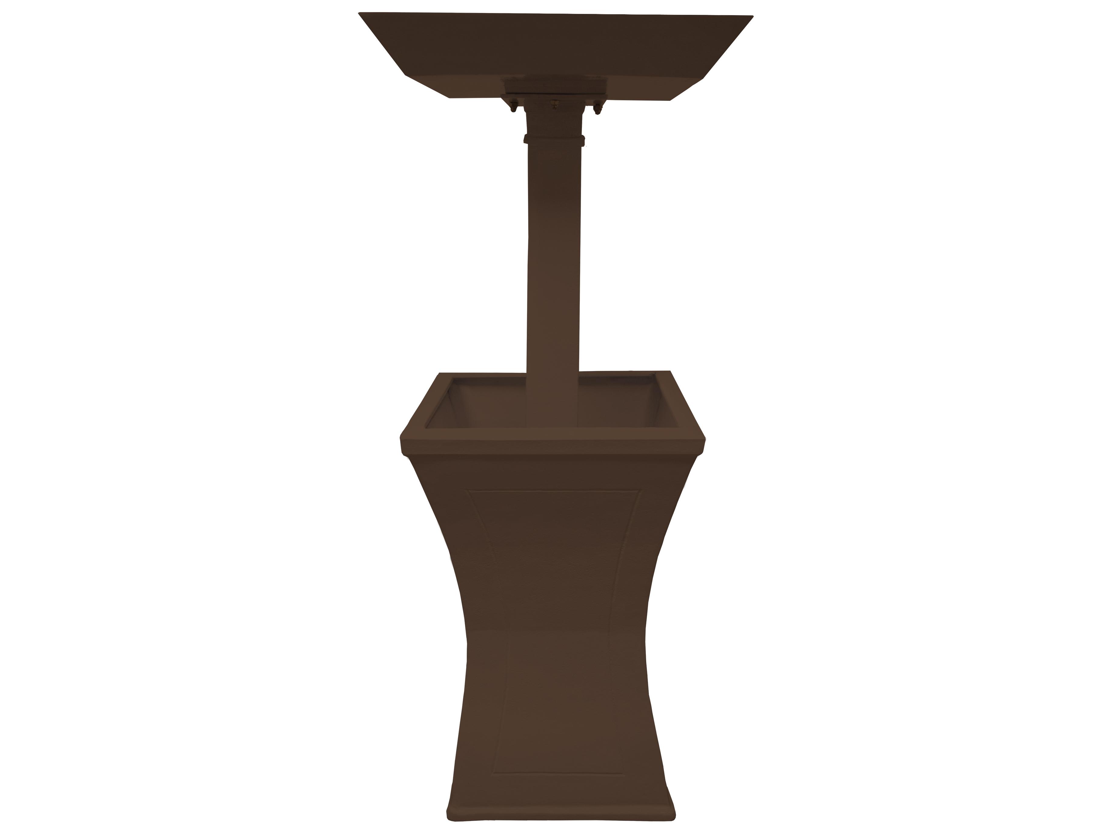 Oakland Living Modern Square Cast Aluminum 40'' Brown Bird Bath and Planter Vase Combo