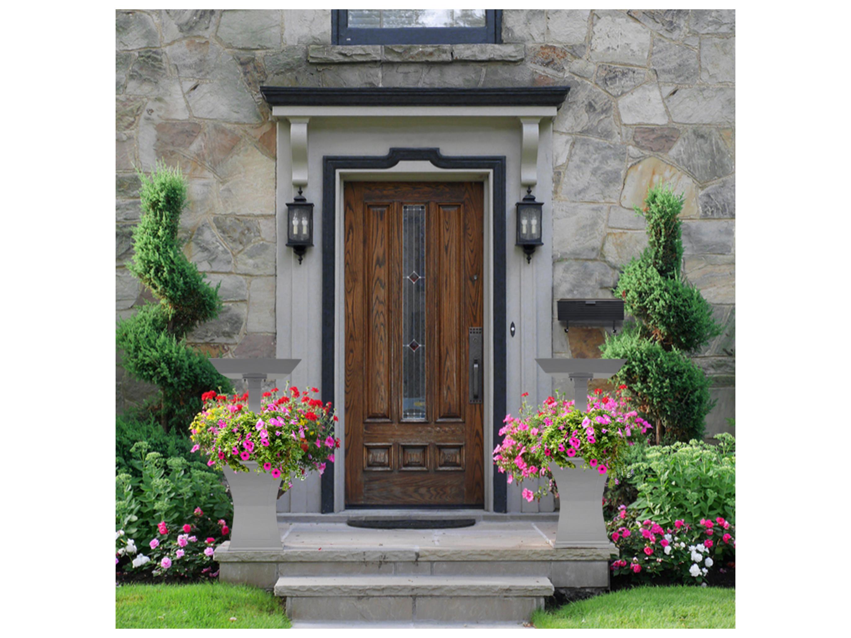 Oakland Living Modern Square Cast Aluminum 40'' Grey Bird Bath and Planter Vase Combo