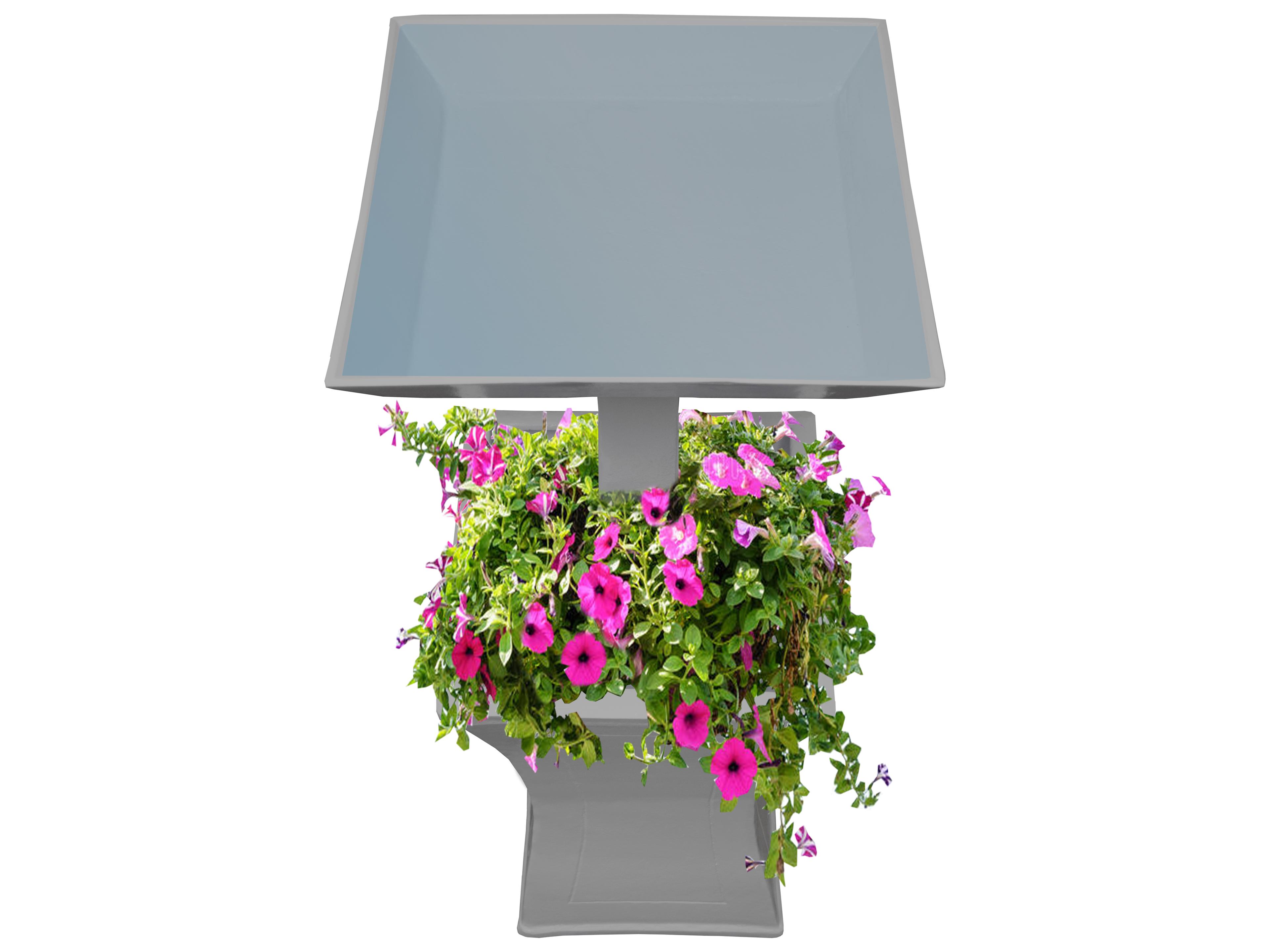 Oakland Living Modern Square Cast Aluminum 40'' Grey Bird Bath and Planter Vase Combo