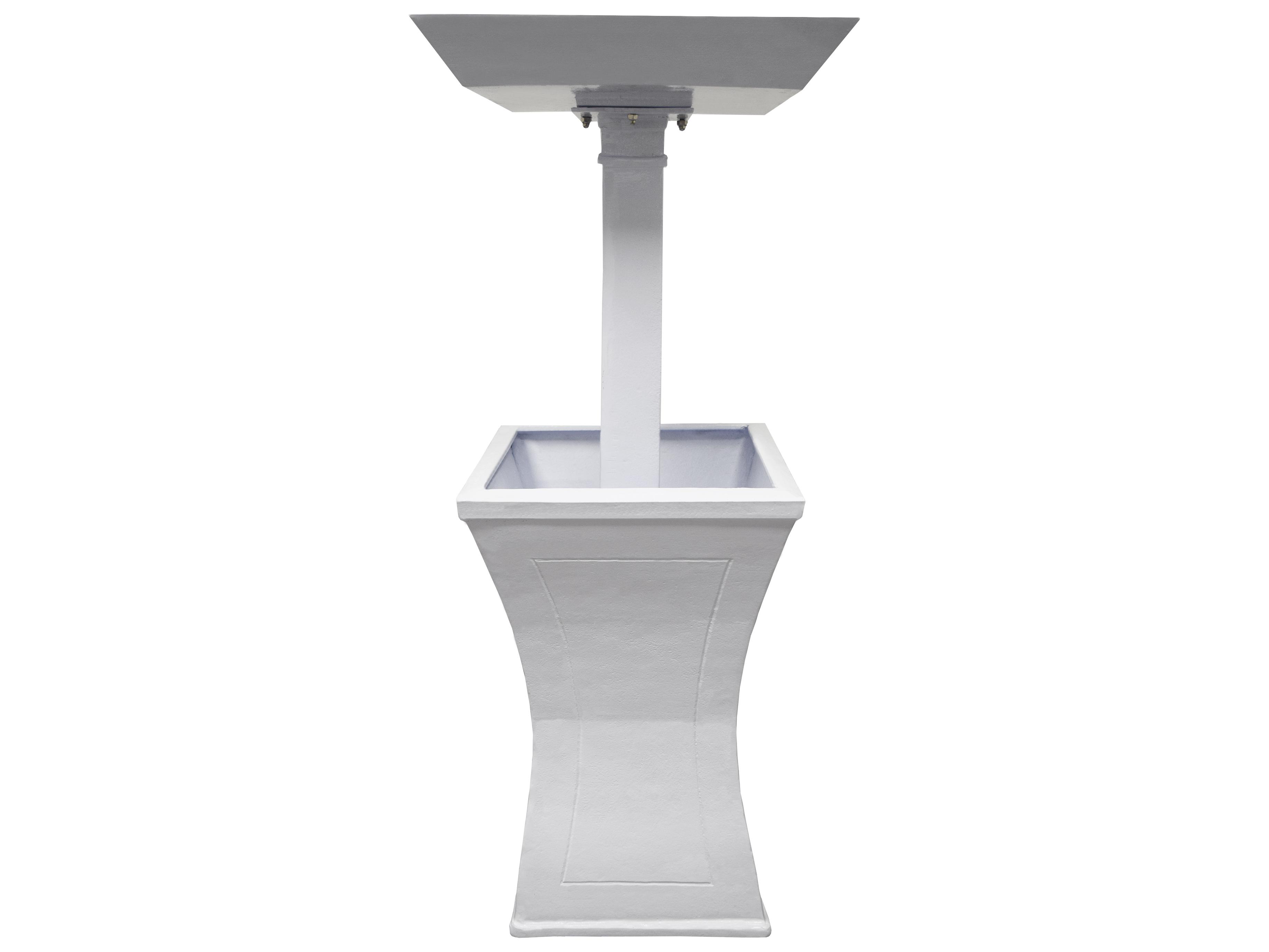 Oakland Living Modern Square Cast Aluminum 40'' White Bird Bath and Planter Vase Combo