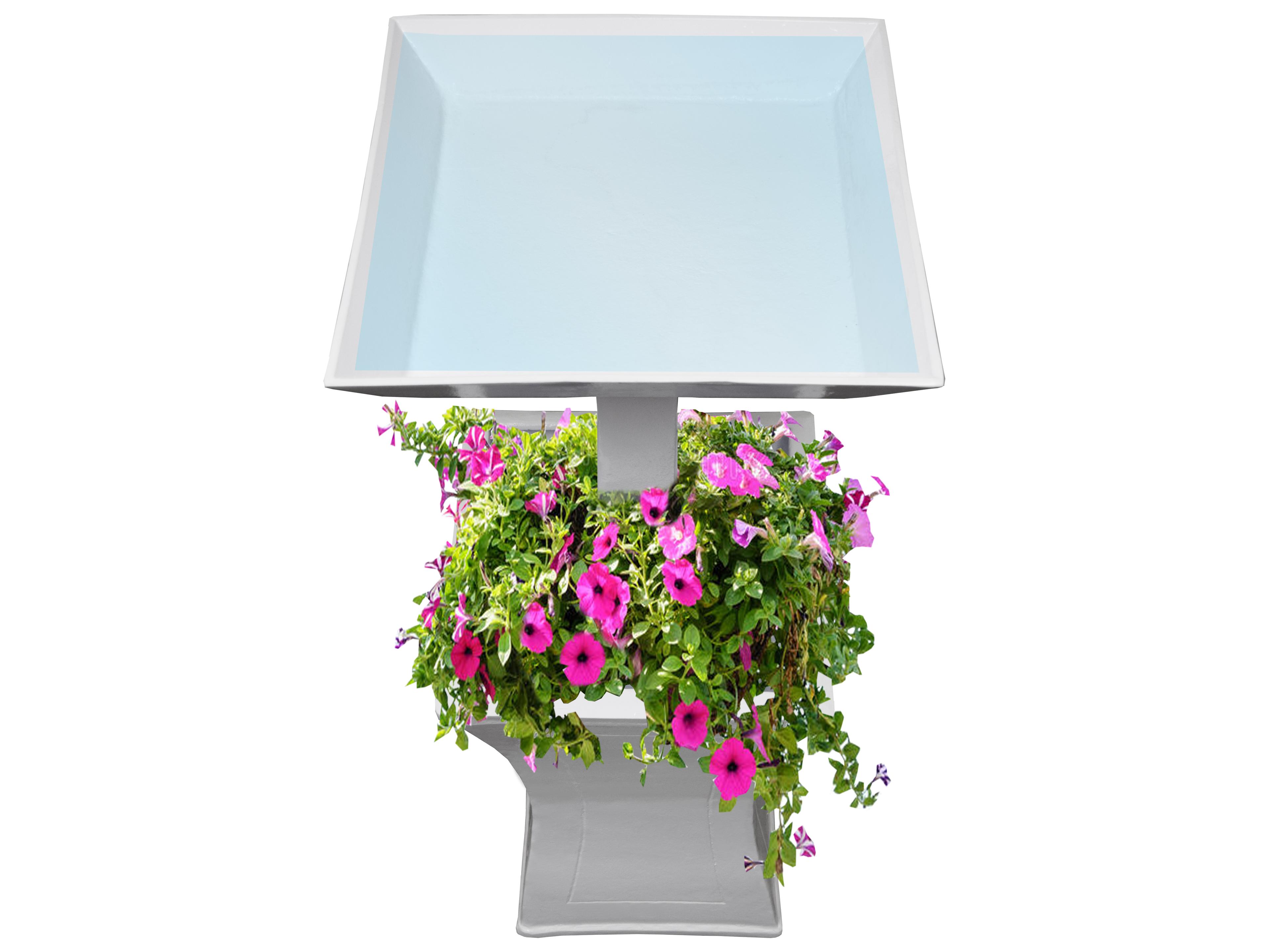 Oakland Living Modern Square Cast Aluminum 40'' White Bird Bath and Planter Vase Combo