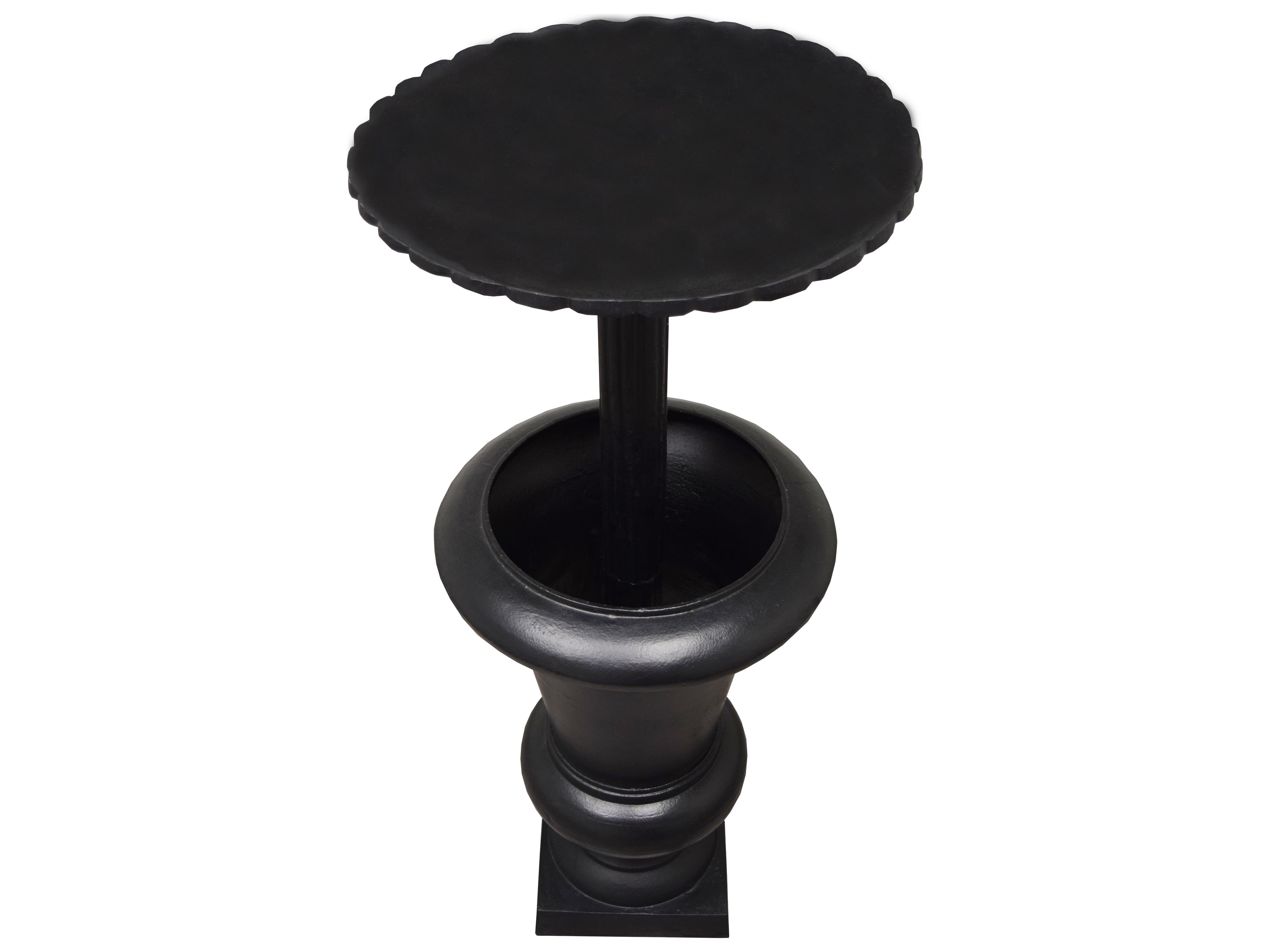 Oakland Living Ornate Round Cast Aluminum 40'' Black Bird Bath and Planter Vase Combo