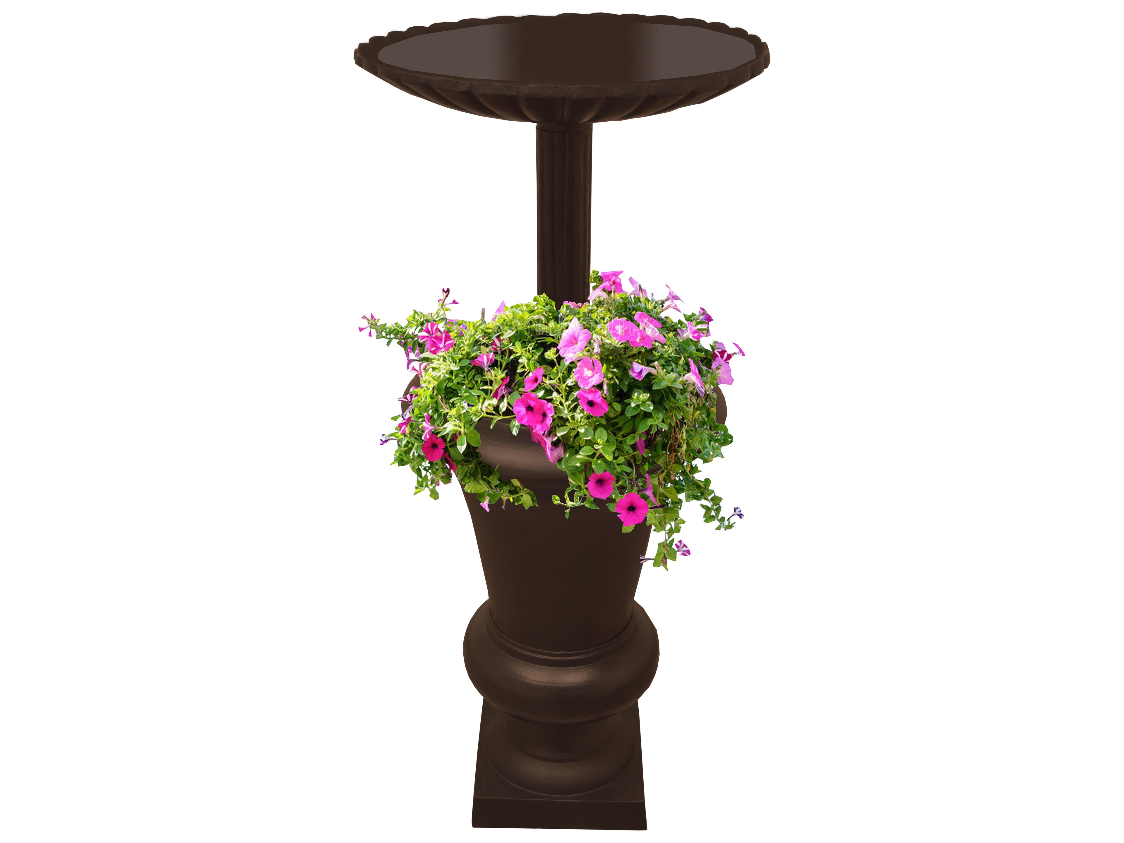 Oakland Living Ornate Round Cast Aluminum 40'' Brown Bird Bath and Planter Vase Combo