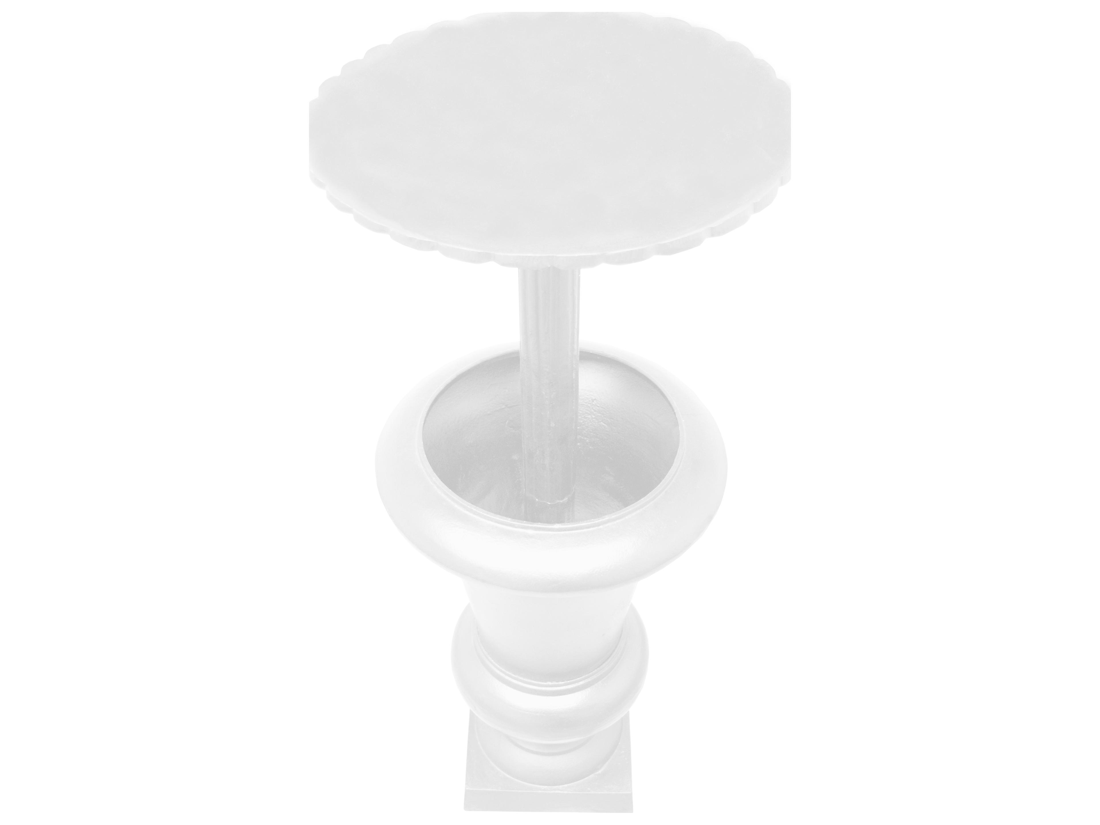 Oakland Living Ornate Round Cast Aluminum 40'' White Bird Bath and Planter Vase Combo