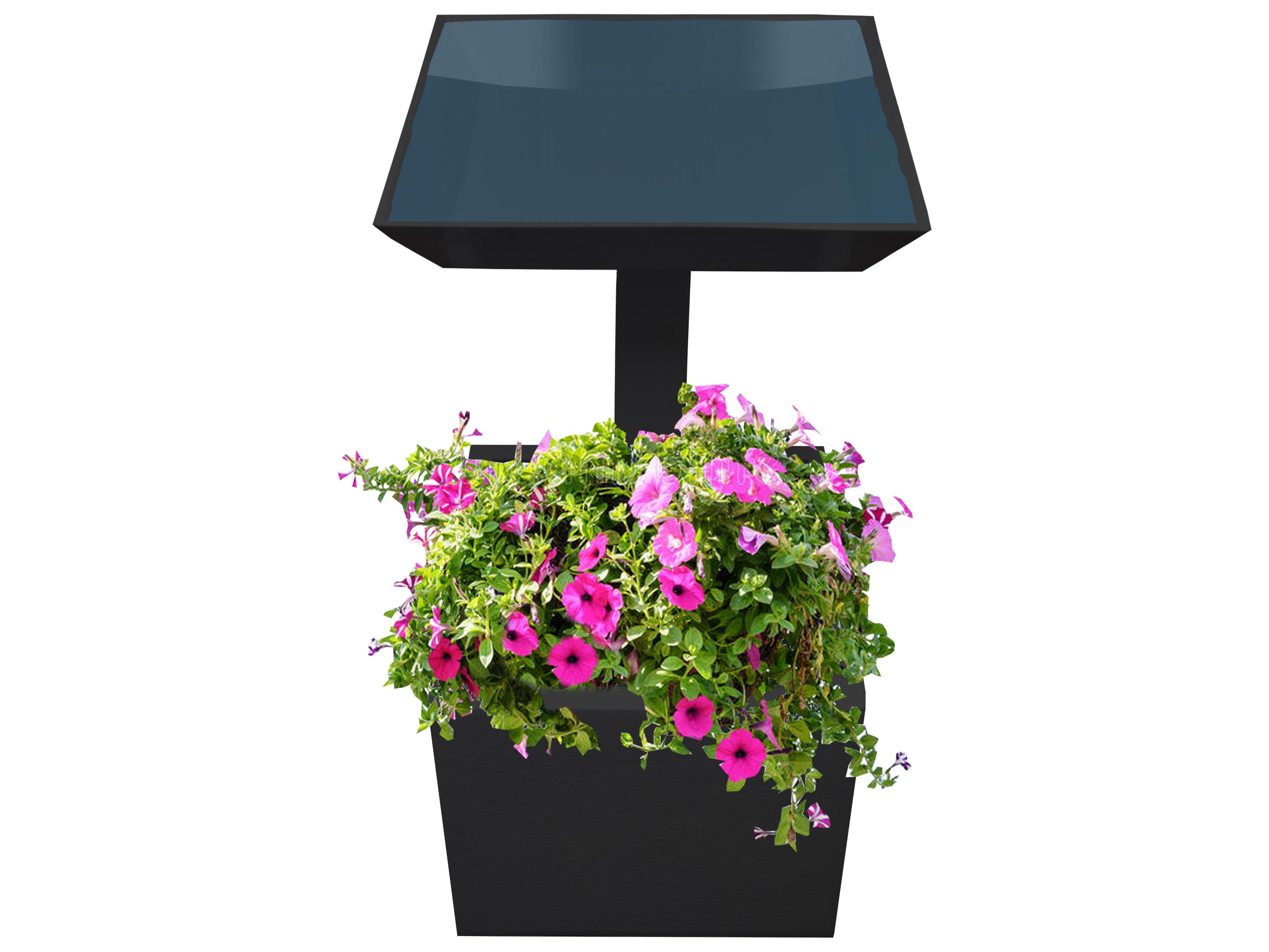 Oakland Living Modern Square Cast Aluminum 35'' Black Bird Bath and Planter Vase Combo