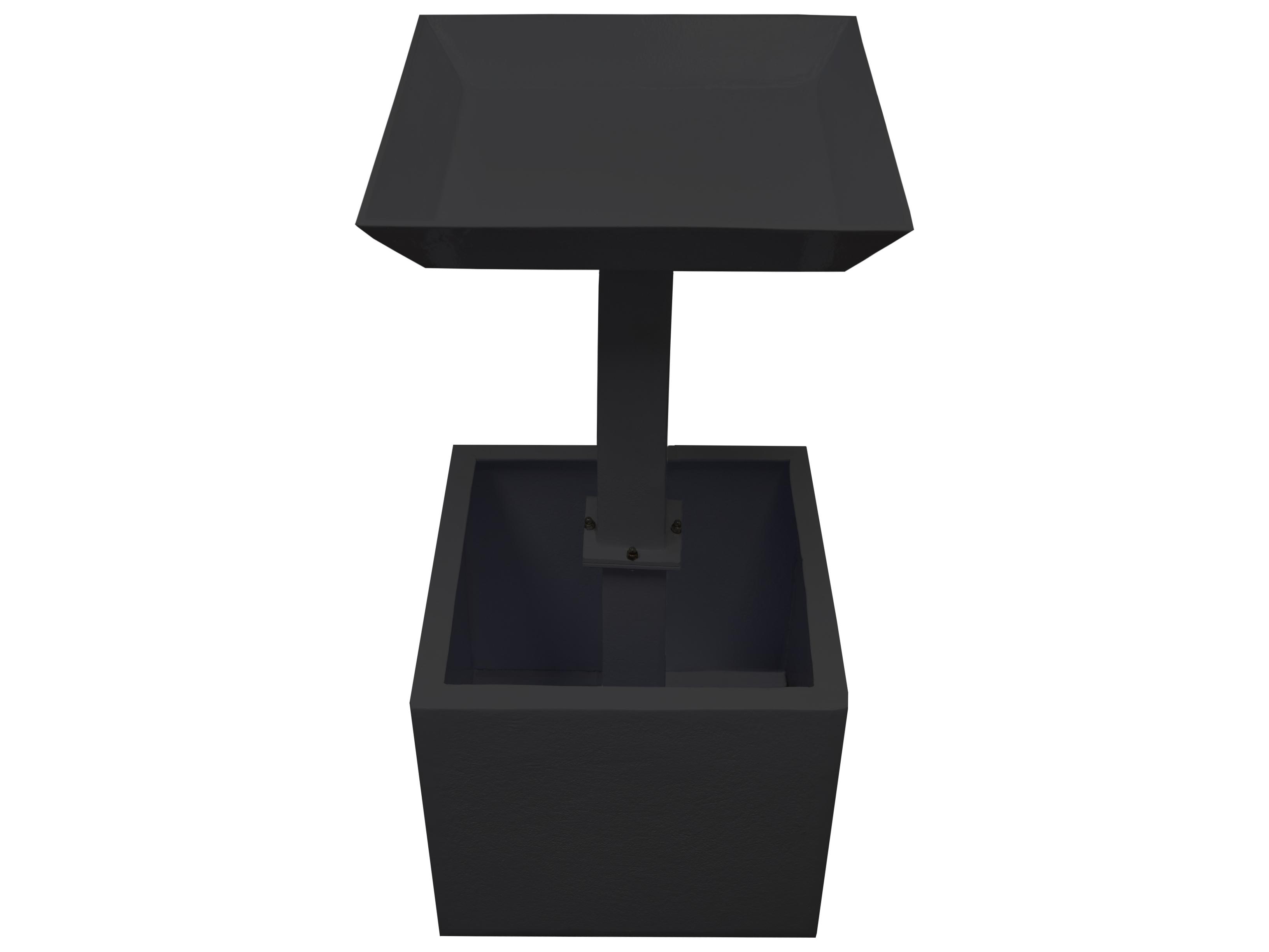 Oakland Living Modern Square Cast Aluminum 35'' Black Bird Bath and Planter Vase Combo