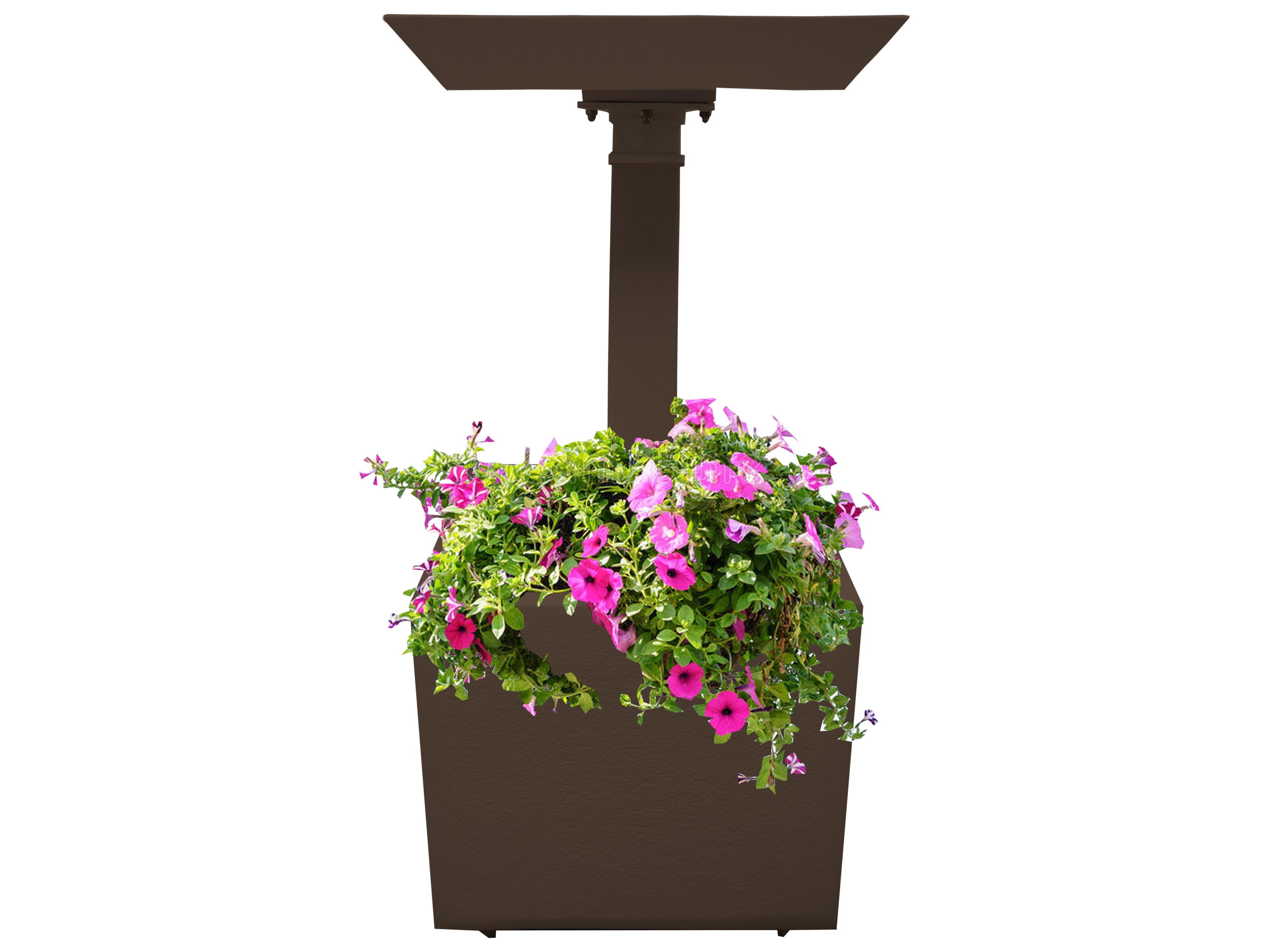 Oakland Living Modern Square Cast Aluminum 35'' Brown Bird Bath and Planter Vase Combo