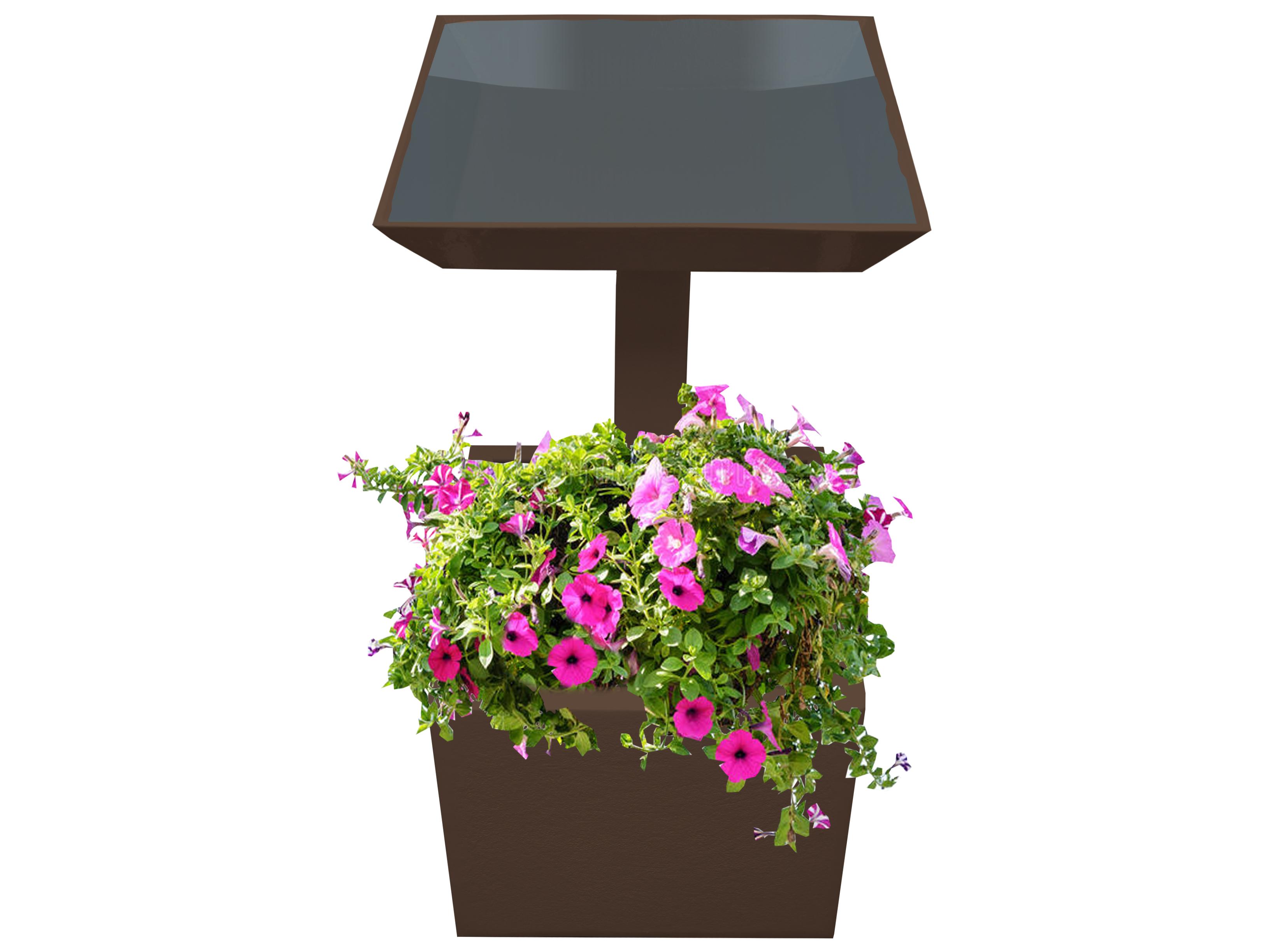 Oakland Living Modern Square Cast Aluminum 35'' Brown Bird Bath and Planter Vase Combo