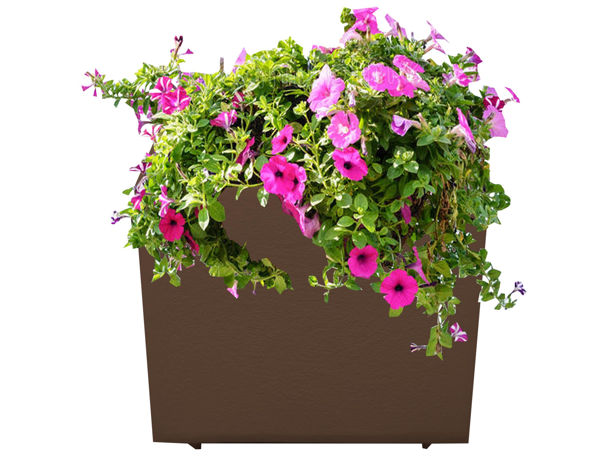 Oakland Living Modern Square Cast Aluminum 35'' Brown Bird Bath and Planter Vase Combo