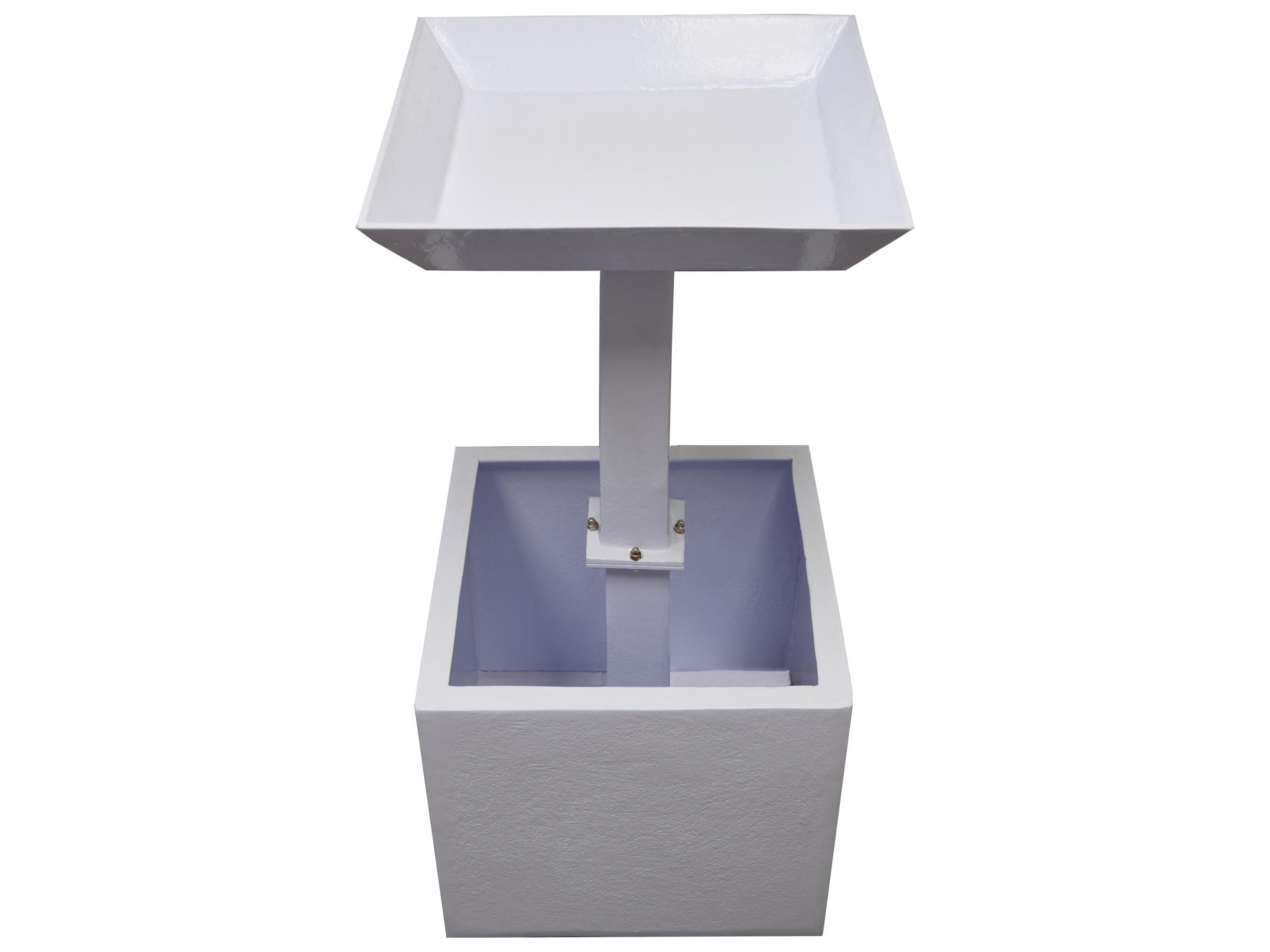 Oakland Living Modern Square Cast Aluminum 35'' White Bird Bath and Planter Vase Combo