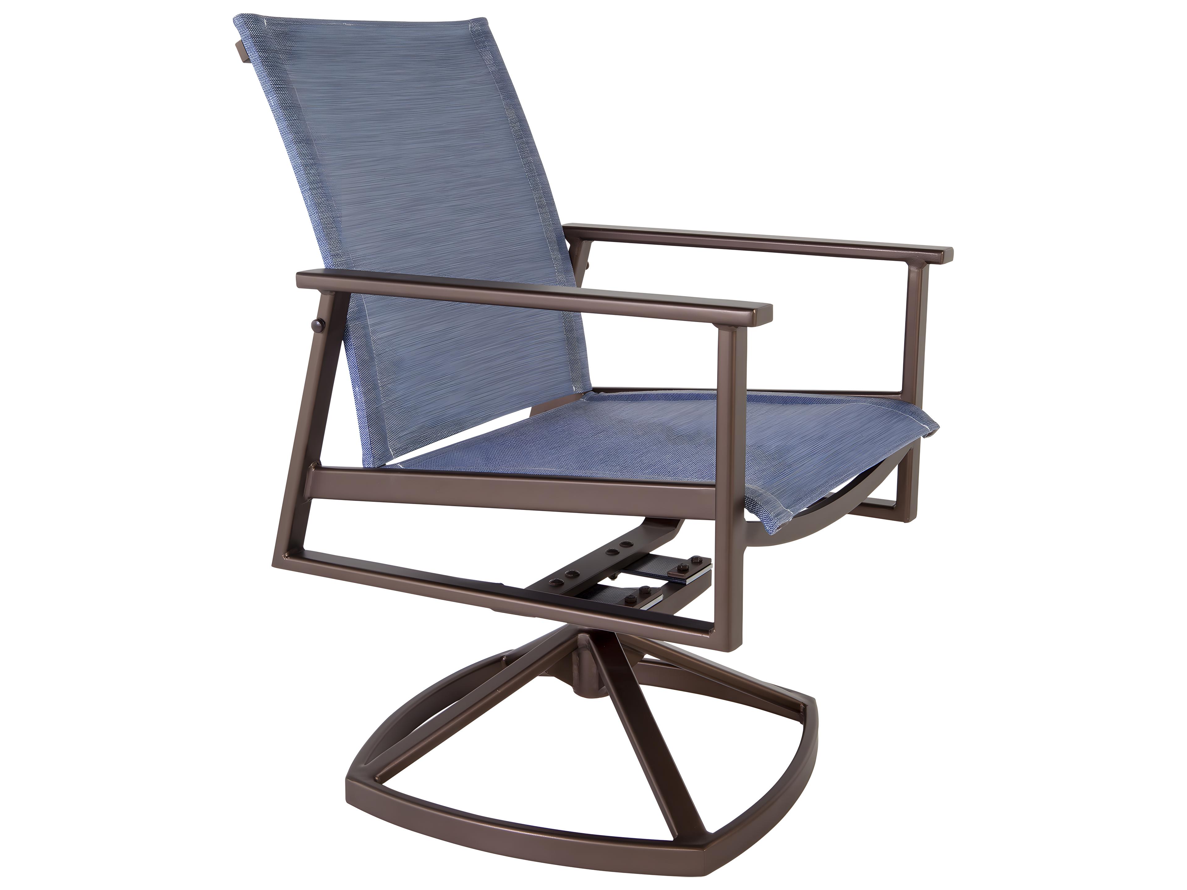 OW Lee Marin Sling Aluminum Swivel Rocker Outdoor Dining Arm Chair