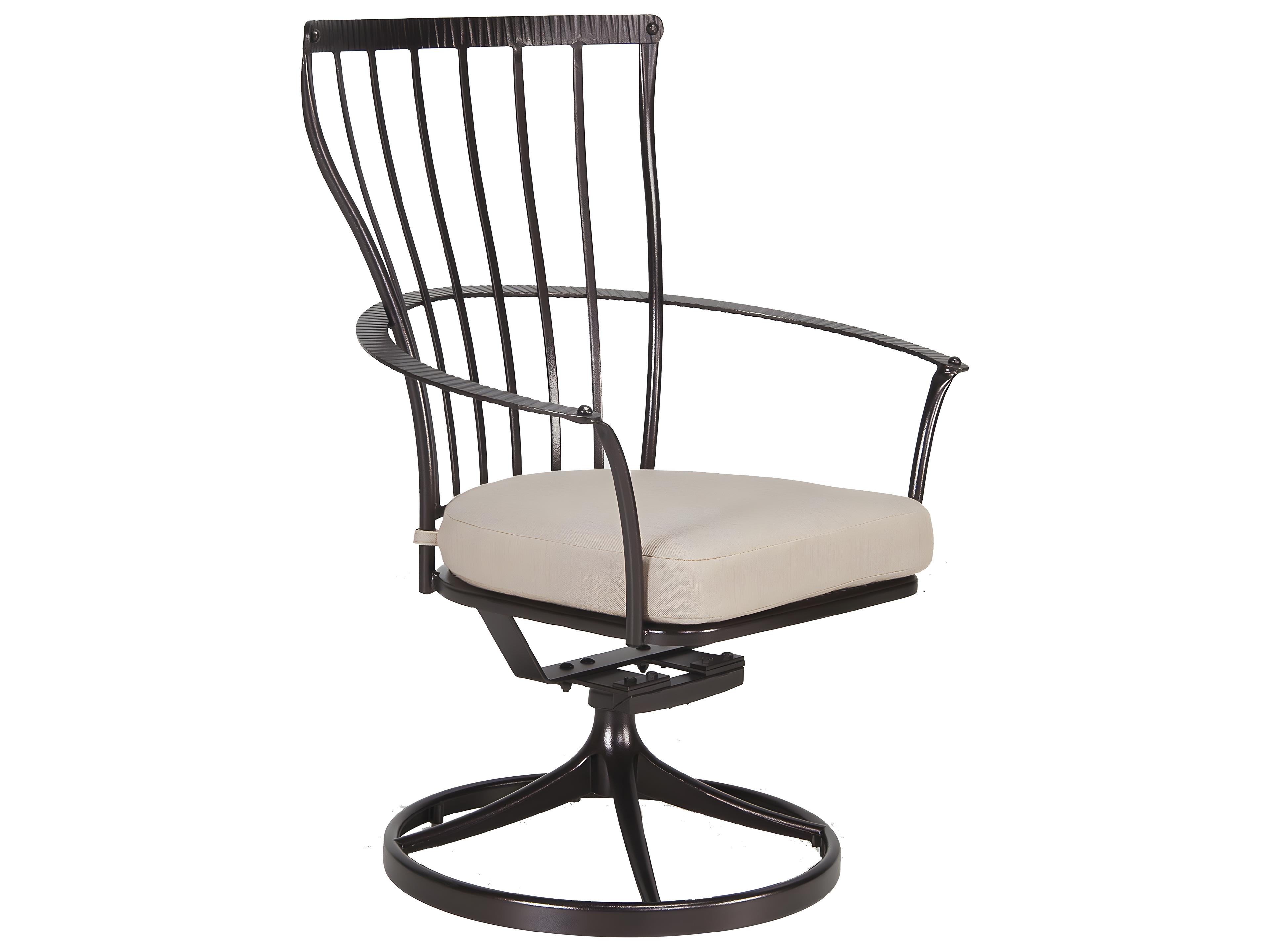 OW Lee Monterra Wrought Iron Swivel Rocker Outdoor Patio Dining Arm Chair