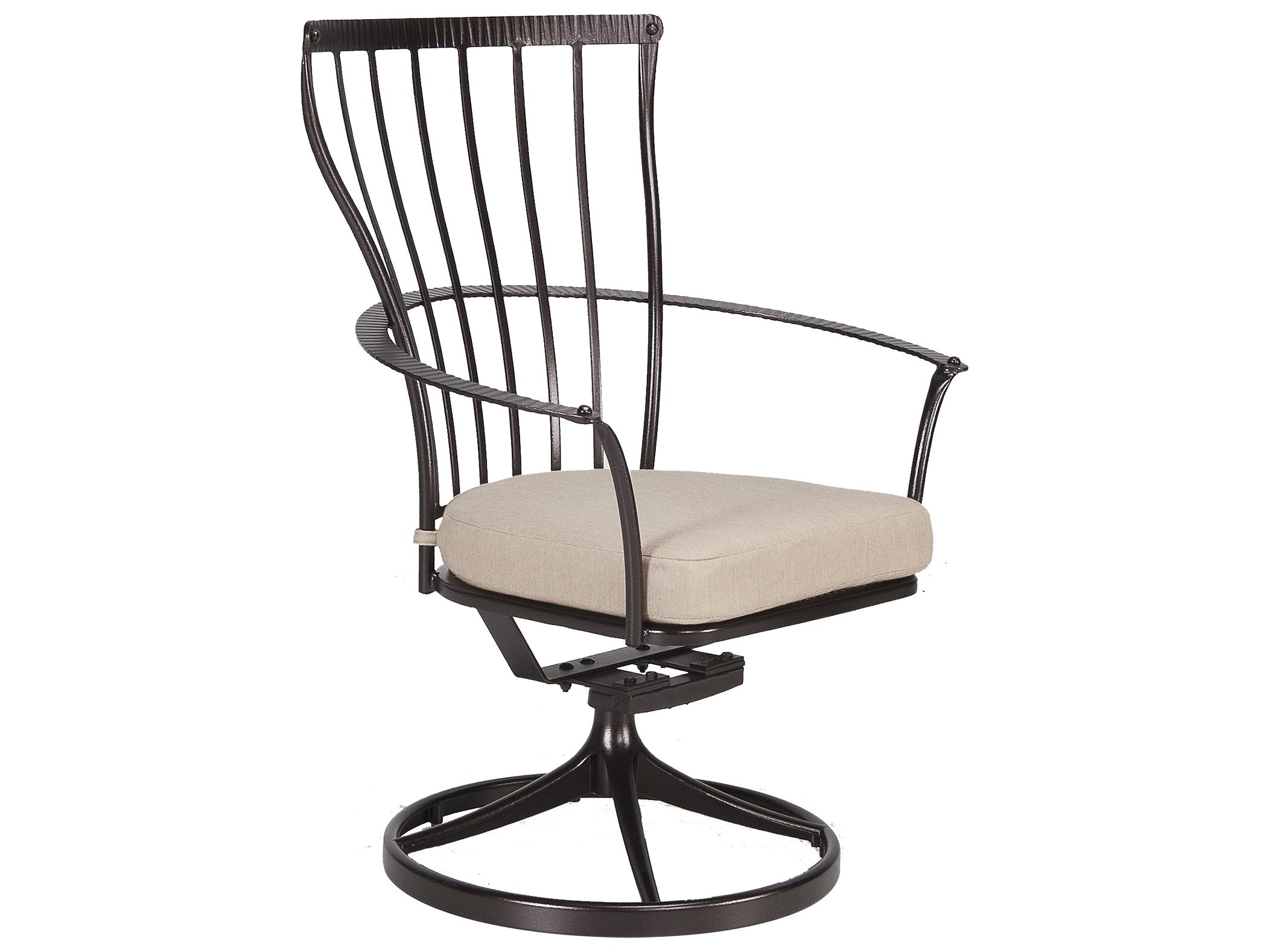 OW Lee Monterra Wrought Iron Swivel Rocker Outdoor Patio Dining Arm Chair