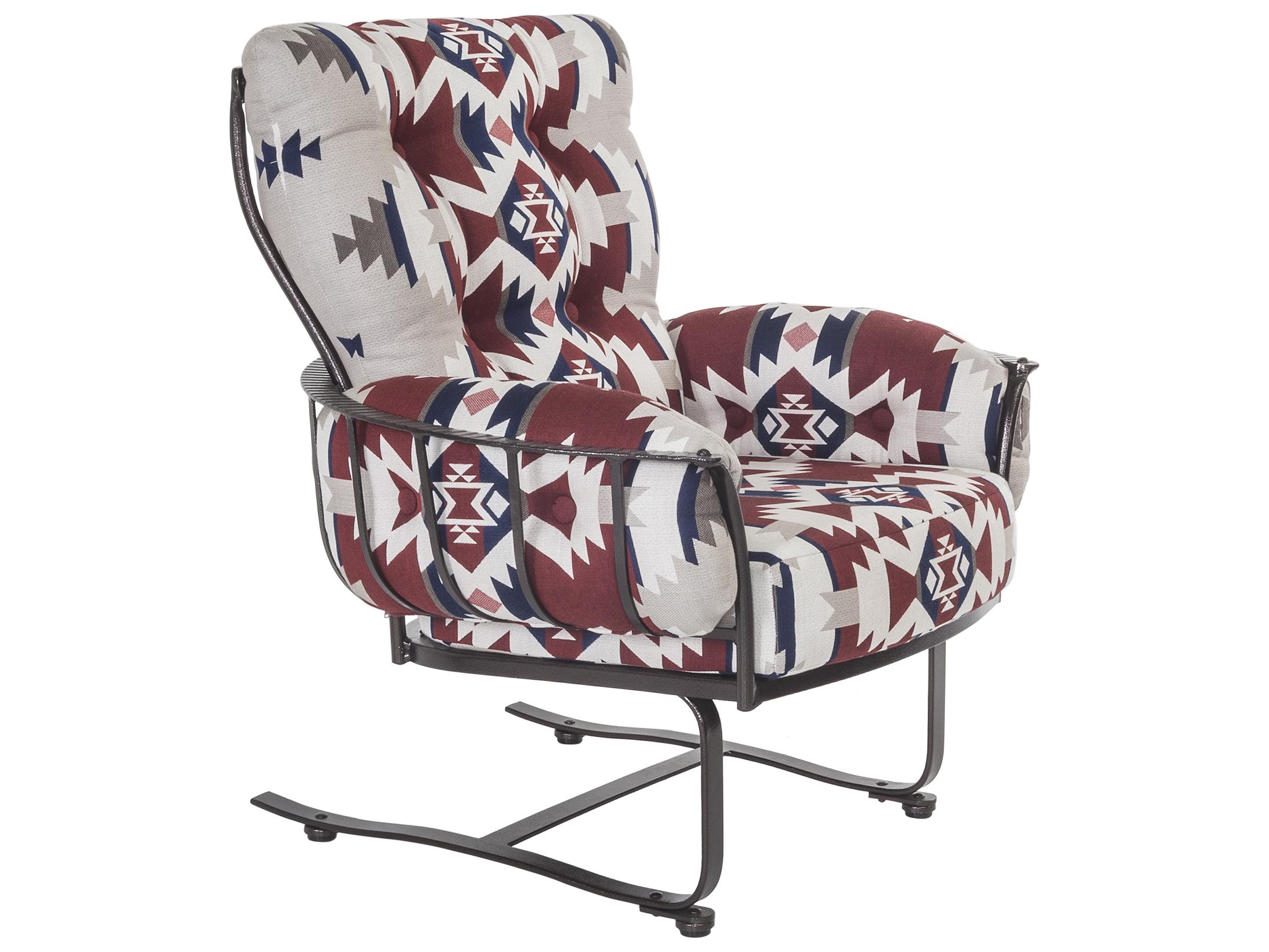 OW Lee Monterra Wrought Iron Mini Spring Base Patio Dining Arm Chair