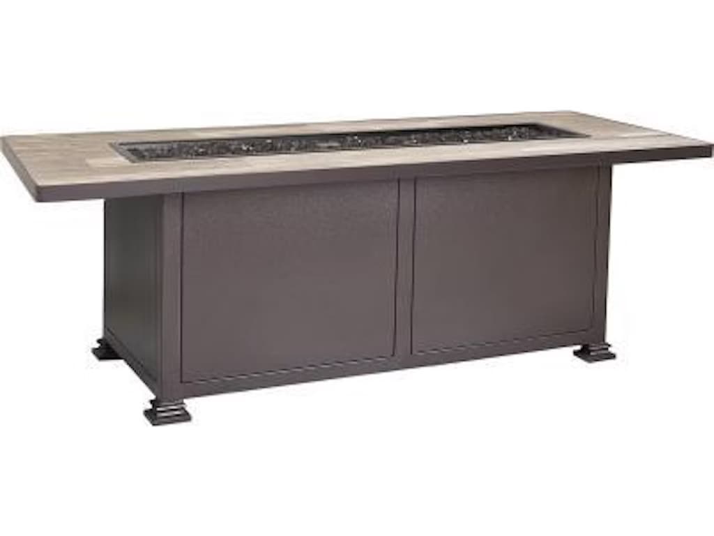 OW Lee Casual Fireside Santorini Steel Rectangular Chat Height Fire Pit Table