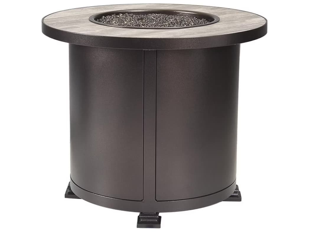 OW Lee Casual Fireside Santorini Steel Round Chat Height Fire Pit Table - Electronic Ignition