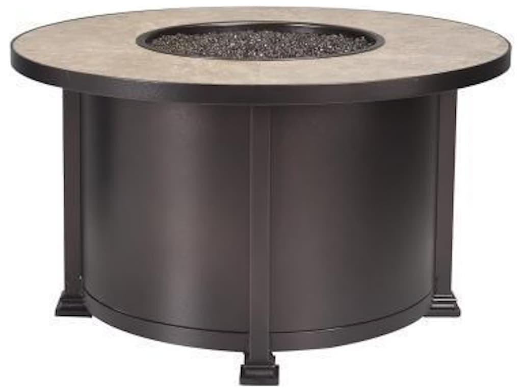 OW Lee Casual Fireside Santorini Steel Round Chat Height Fire Pit Table