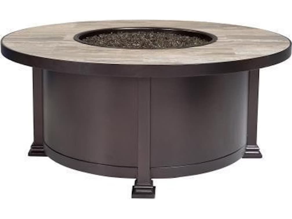 OW Lee Casual Fireside Santorini Steel Round Occasional Height Fire Pit Table