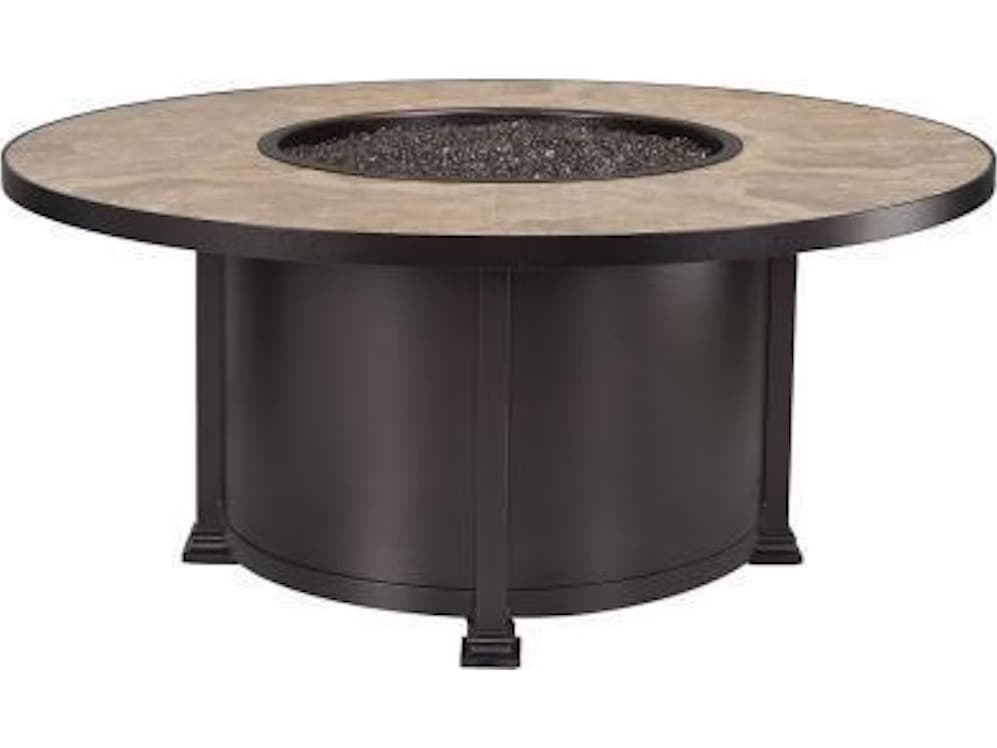 OW Lee Casual Fireside Santorini Steel Round Chat Height Fire Pit Table