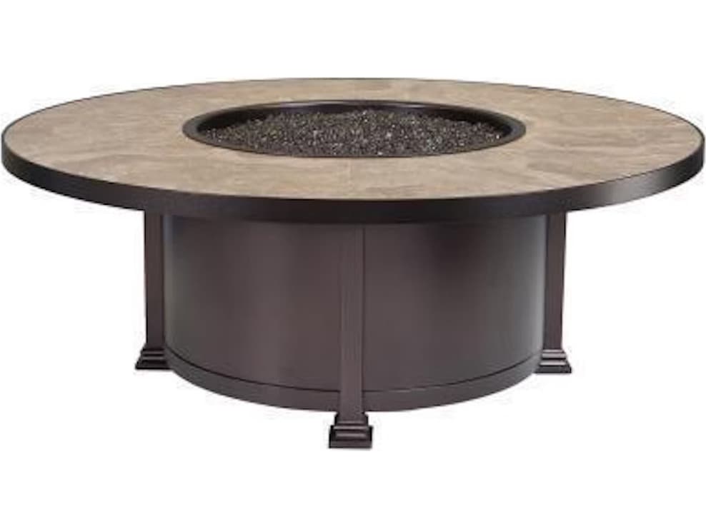 OW Lee Casual Fireside Santorini Steel Round Occasional Height Fire Pit Table