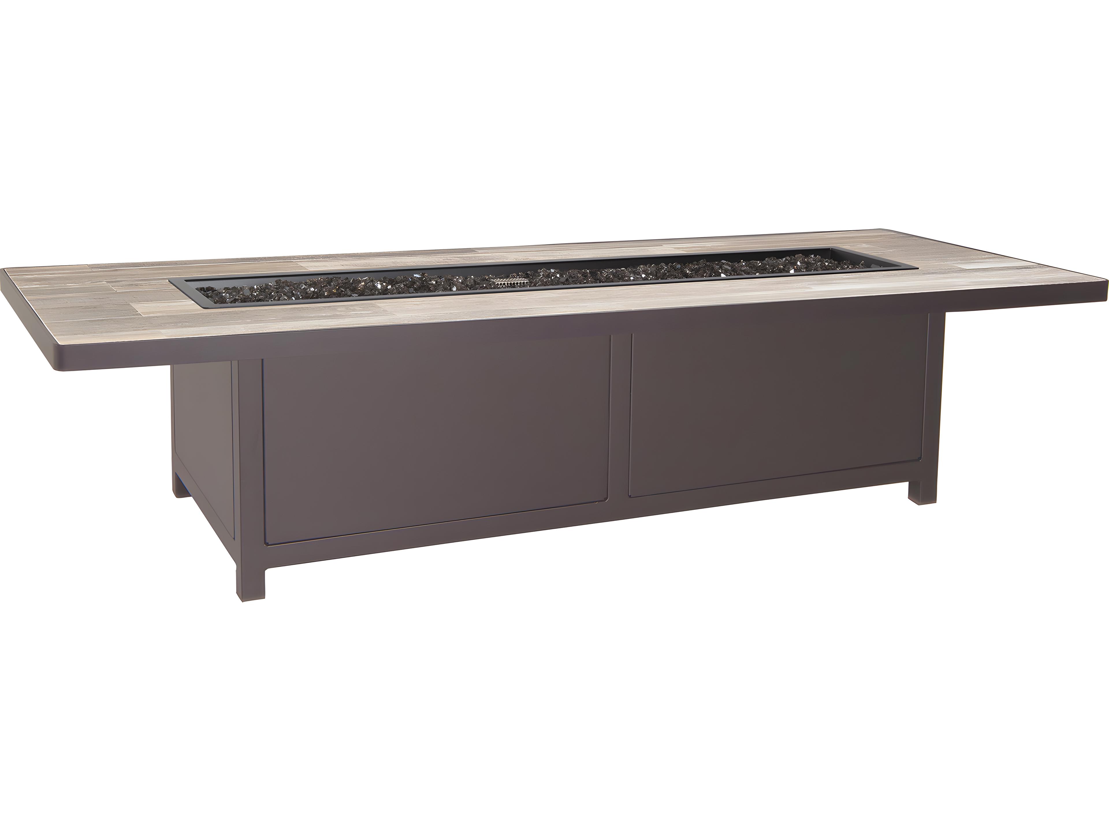 OW Lee Casual Fireside Capri Wrought Iron Rectangular Occasional Height Outdoor Patio Fire Pit Table