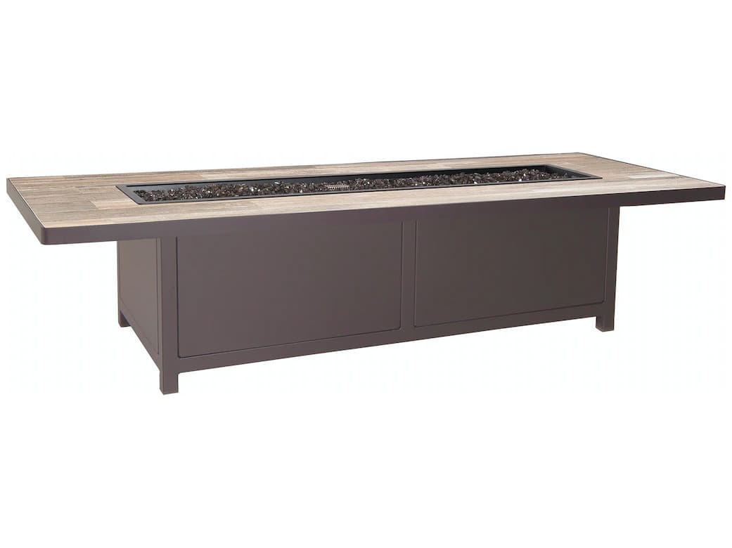 OW Lee Casual Fireside Elba Aluminum Rectangular Occasional Height Patio Fire Pit Table
