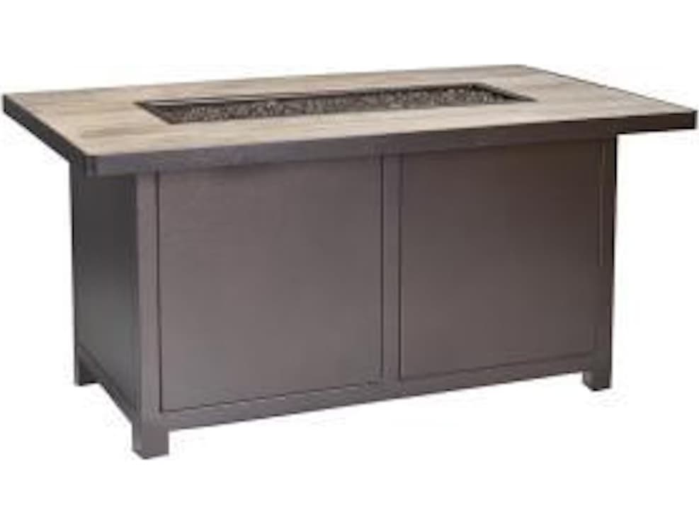 OW Lee Casual Fireside Elba Aluminum Rectangular Chat Height Fire Pit Table
