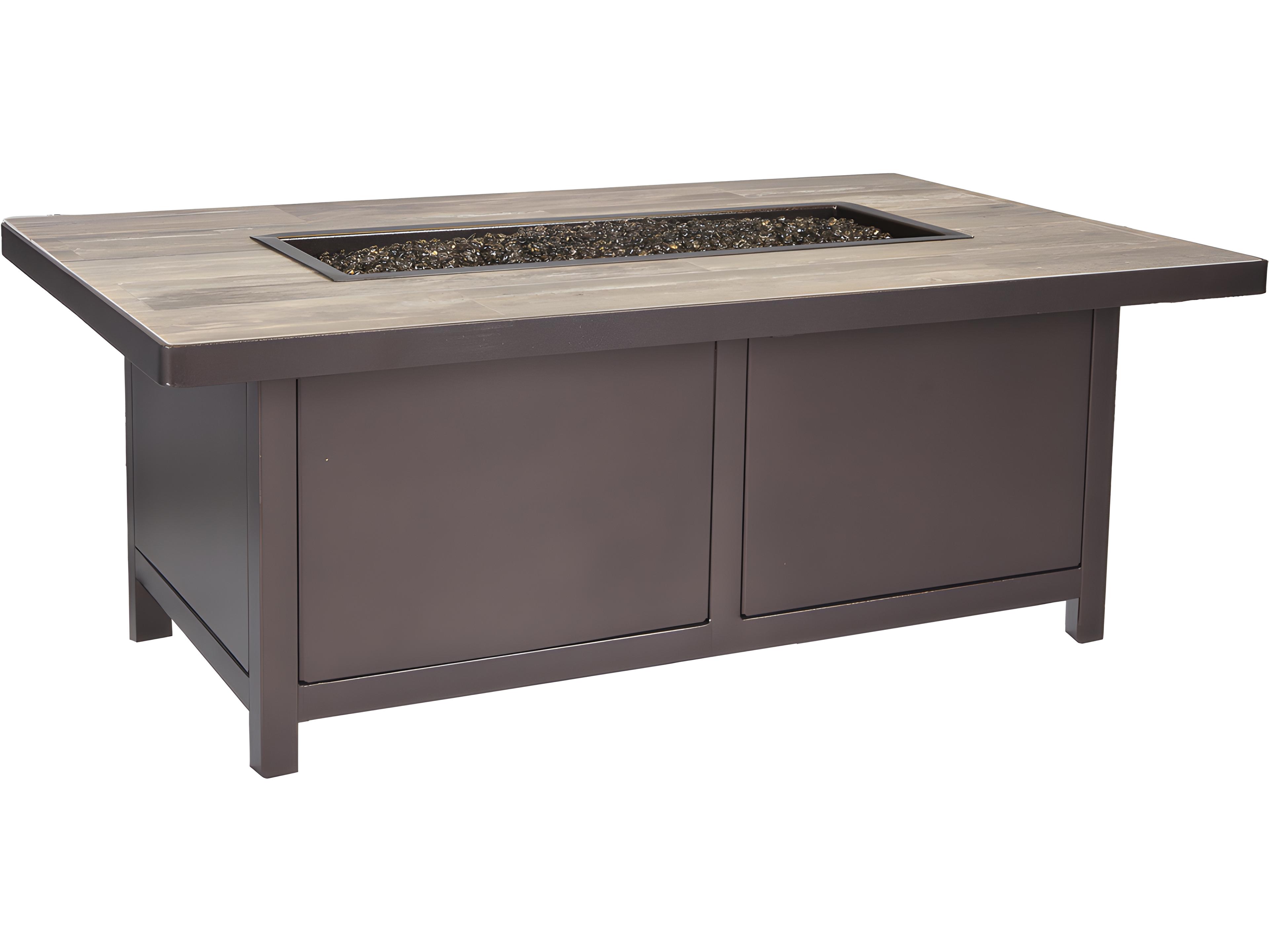 OW Lee Casual Fireside Elba Aluminum Rectangular Occasional Height Outdoor Patio Fire Pit Table