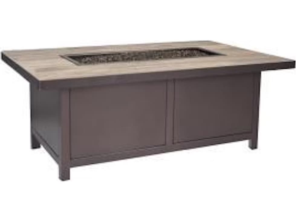 OW Lee Casual Fireside Elba Aluminum Rectangular Occasional Height Fire Pit Table