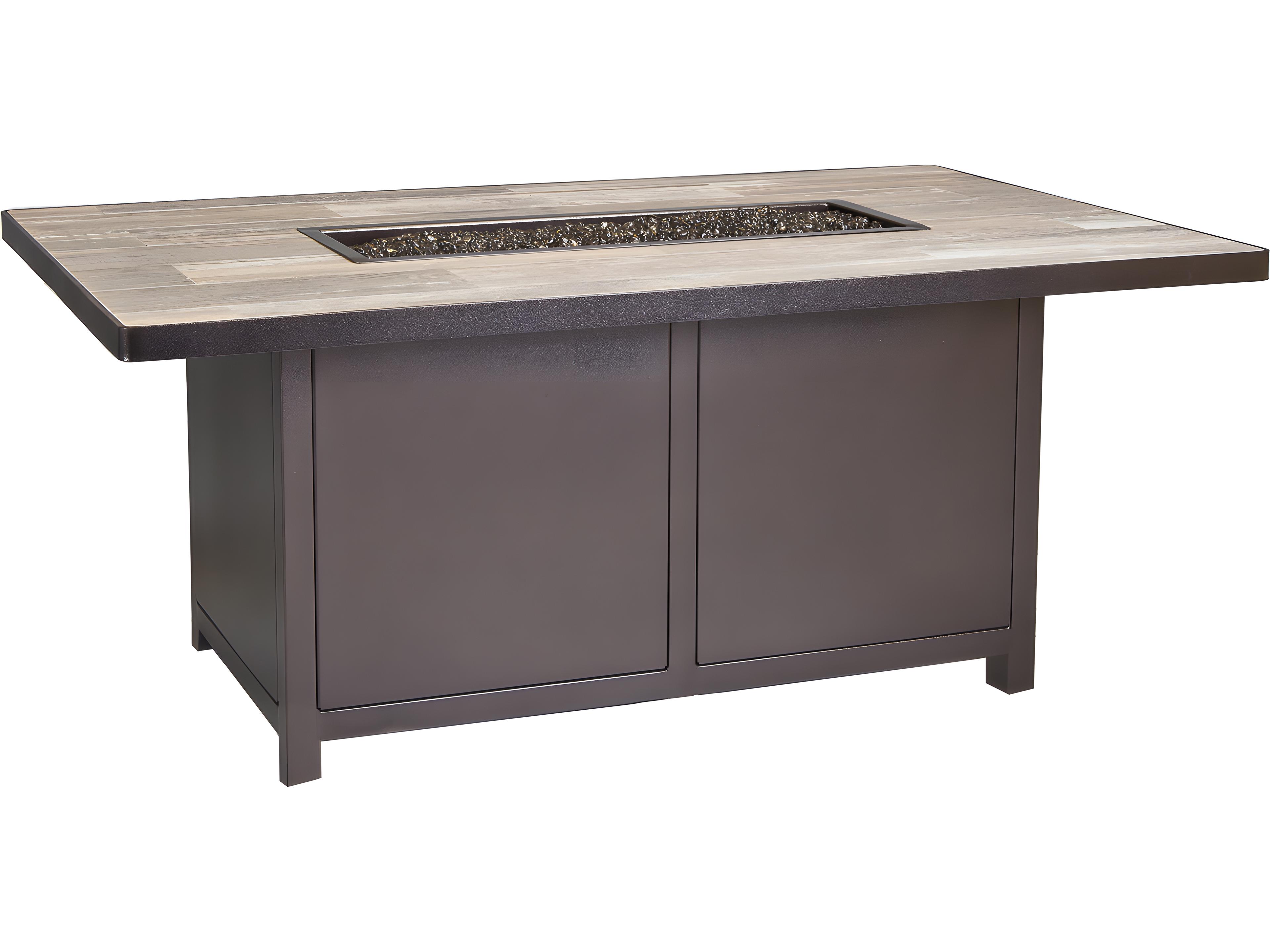 OW Lee Casual Fireside Elba Aluminum Rectangular Chat Height Patio Fire Pit Table