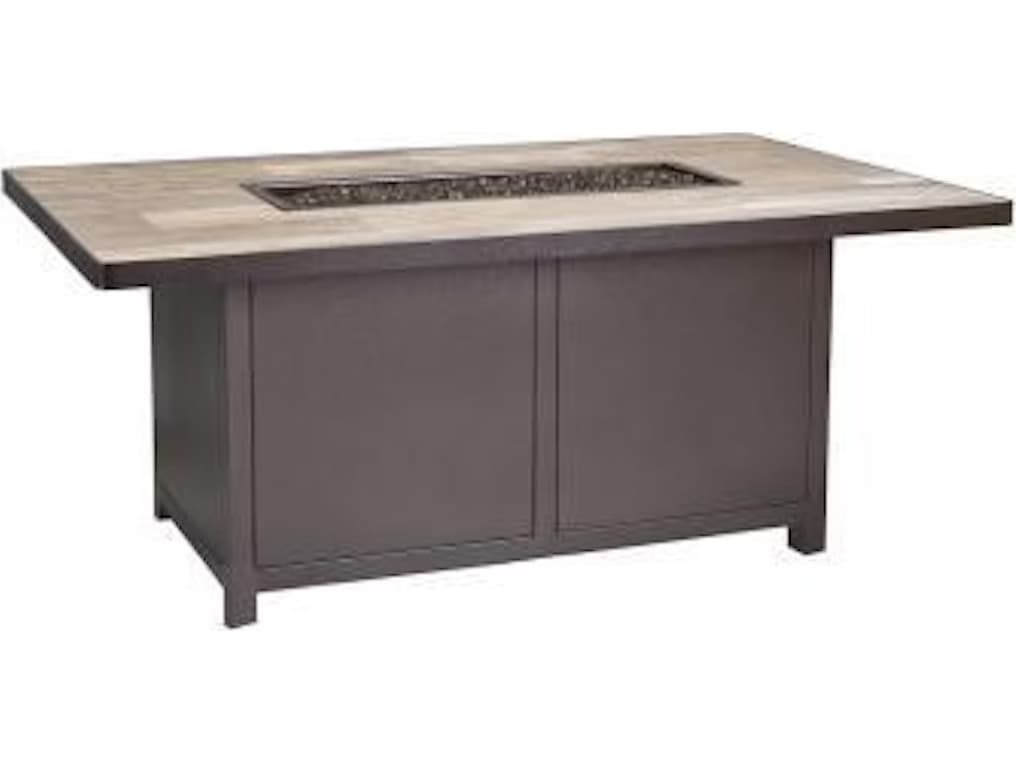 OW Lee Casual Fireside Elba Aluminum Rectangular Chat Height Fire Pit Table