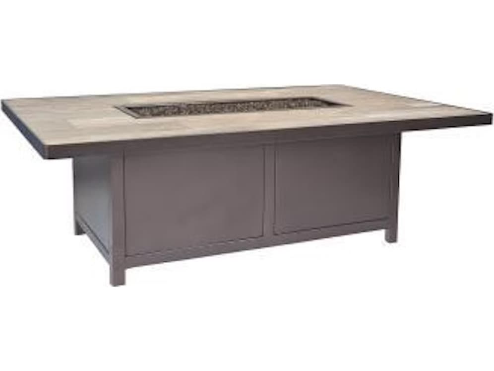 OW Lee Casual Fireside Elba Aluminum Rectangular Occasional Height Fire Pit Table