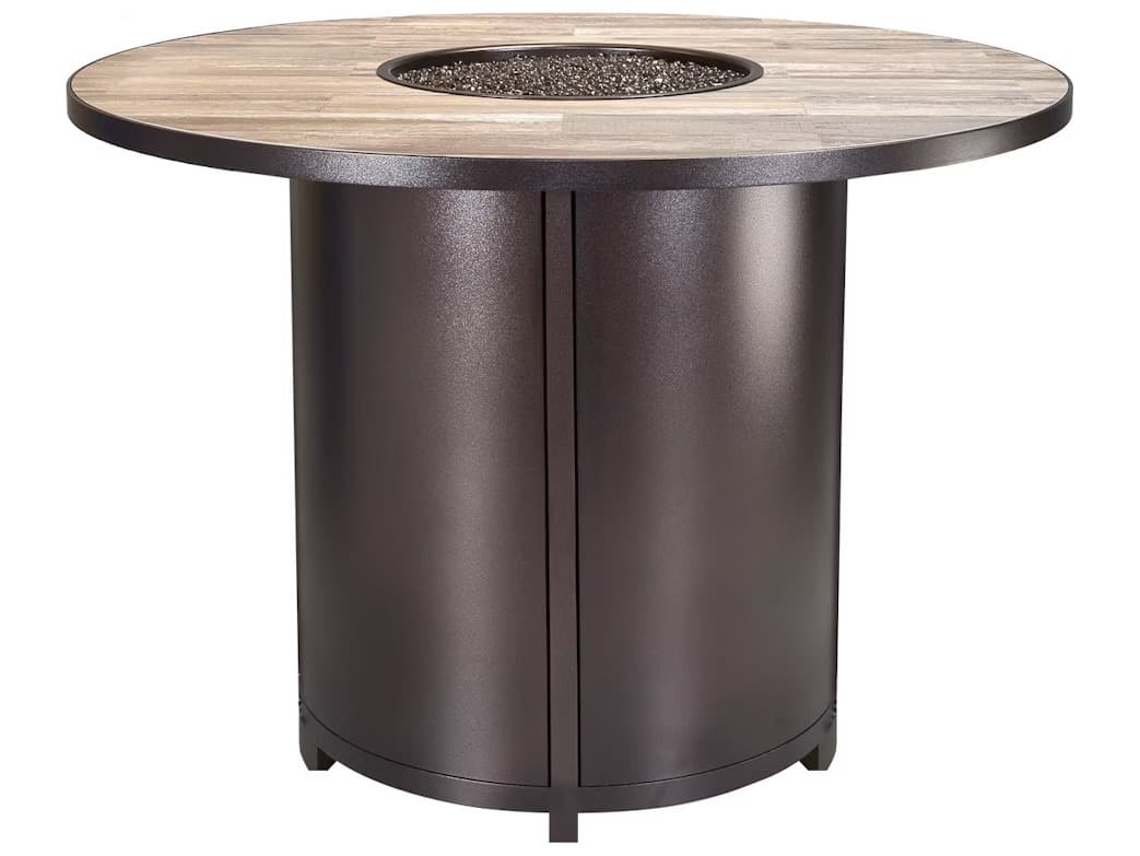 OW Lee Casual Fireside Elba Aluminum Round Counter Height Fire Pit Table