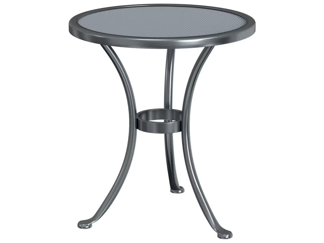 OW Lee Accent Wrought Iron Round Micro Mesh Side Table