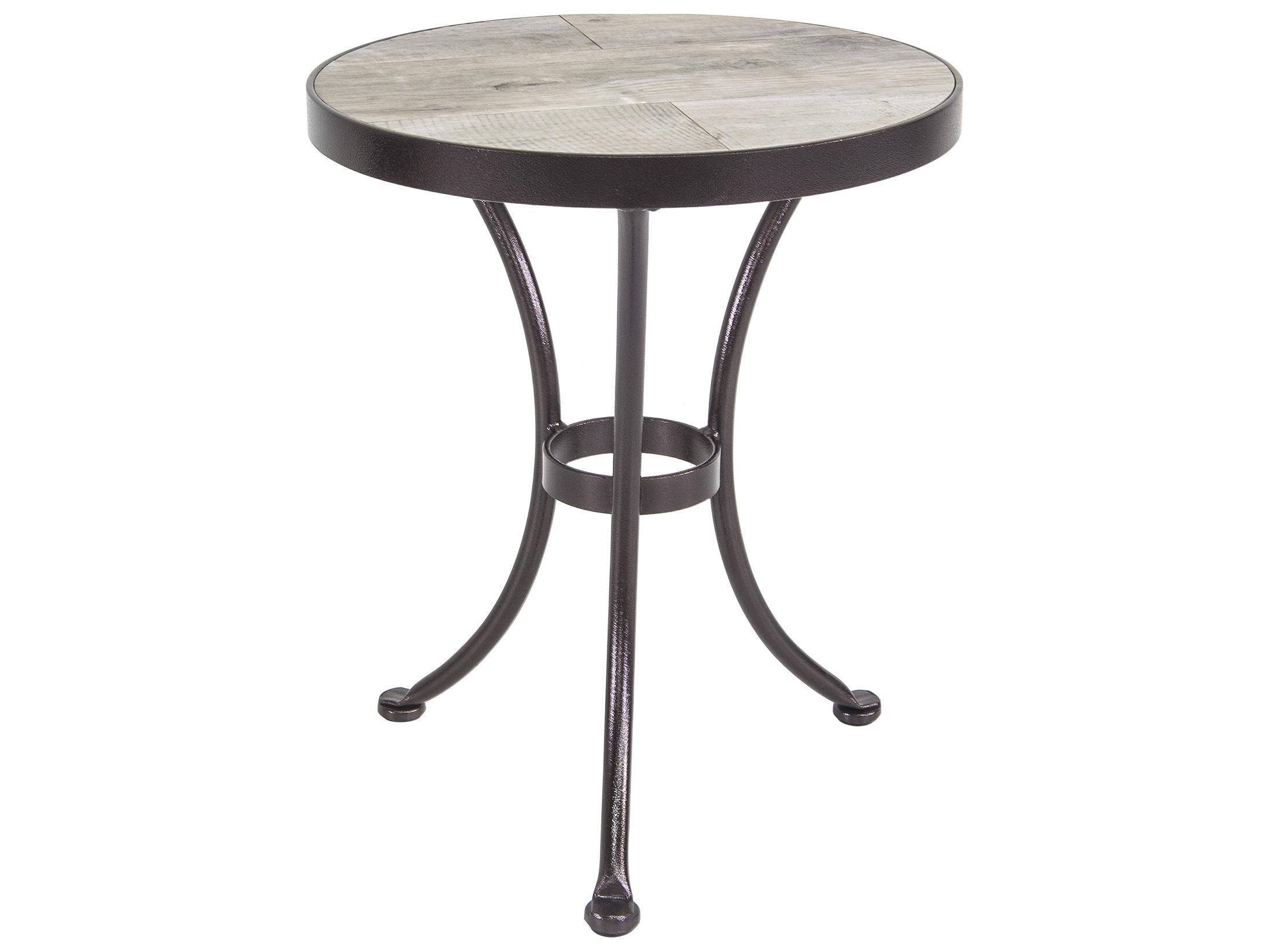 OW Lee Accent Wrought Iron Round Patio Side Table