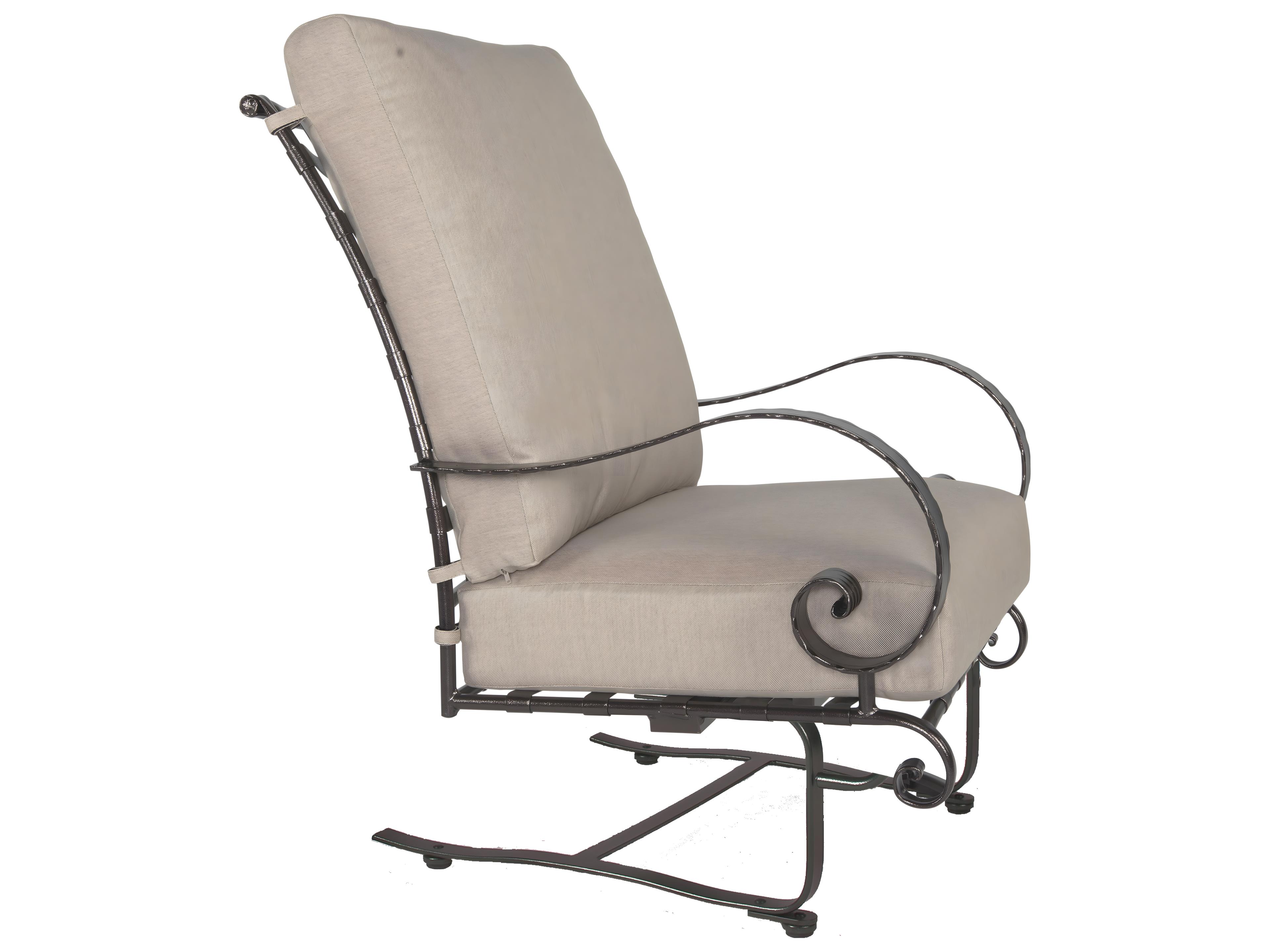 OW Lee Classico Arms Wrought Iron Hi-Back Spring Lounge Outdoor Patio Club Chair